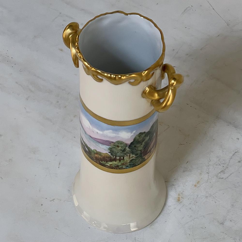 Porcelain Antique Hand-Painted Vase from Bavaria For Sale