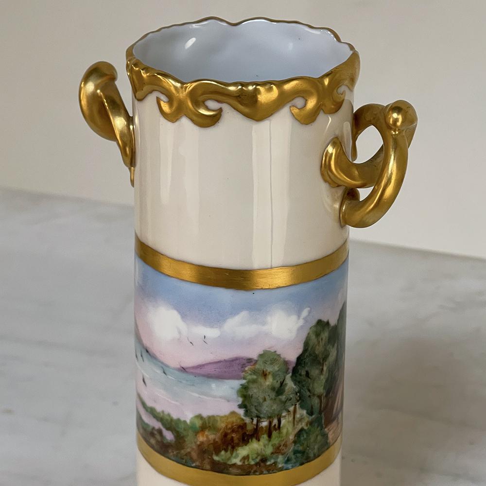 Antique Hand-Painted Vase from Bavaria For Sale 1