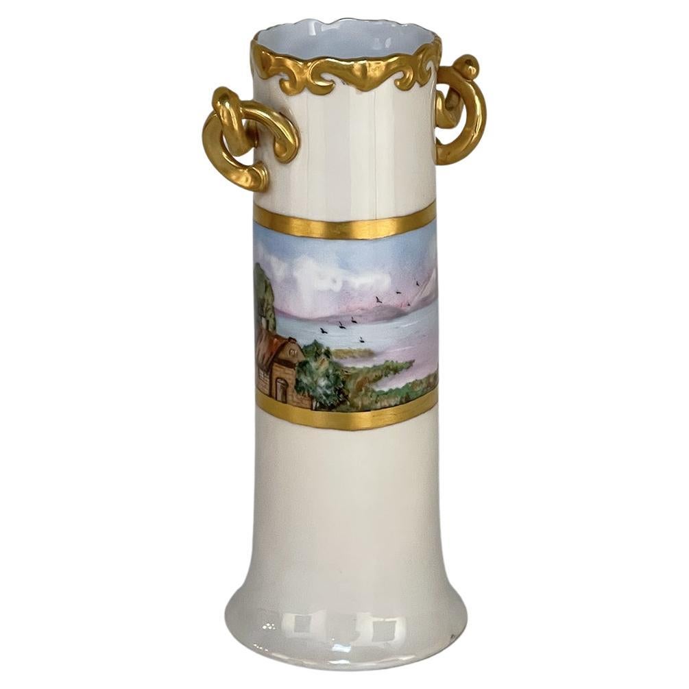 Antique Hand-Painted Vase from Bavaria For Sale