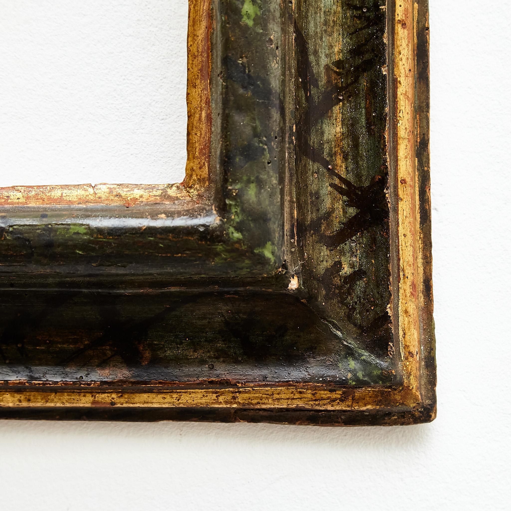 18th Century and Earlier Antique Hand-Painted Wood Frame, circa 1950 For Sale