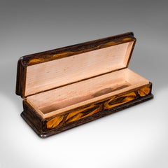 Boîte d'écriture ancienne peinte à la main, anglaise, cèdre, édouardienne