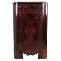 Antique Hand-Polished Mahogany Corner Cabinet, Late Empire, 1840s
