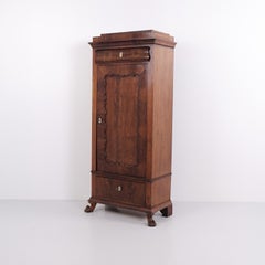 Antique Hand-Polished Mahogany Silverware Cabinet with Lion Feet, 1860s