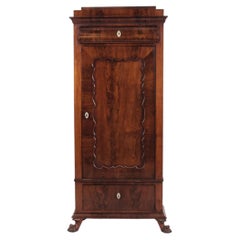 Antique Hand-Polished Mahogany Silverware Cabinet with Lion Feet, 1860s