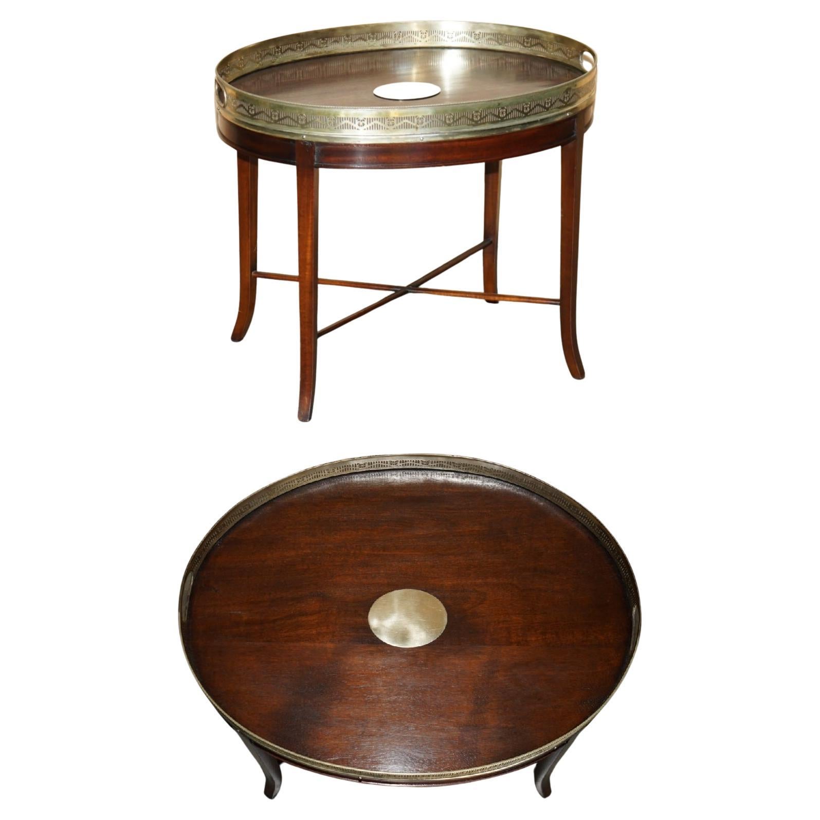 ANTiQUE HAND SAWN HARDWOOD GEORGIAN 1820 BRASS GALLERY RAIL COFFEE TABLE CIRCA For Sale