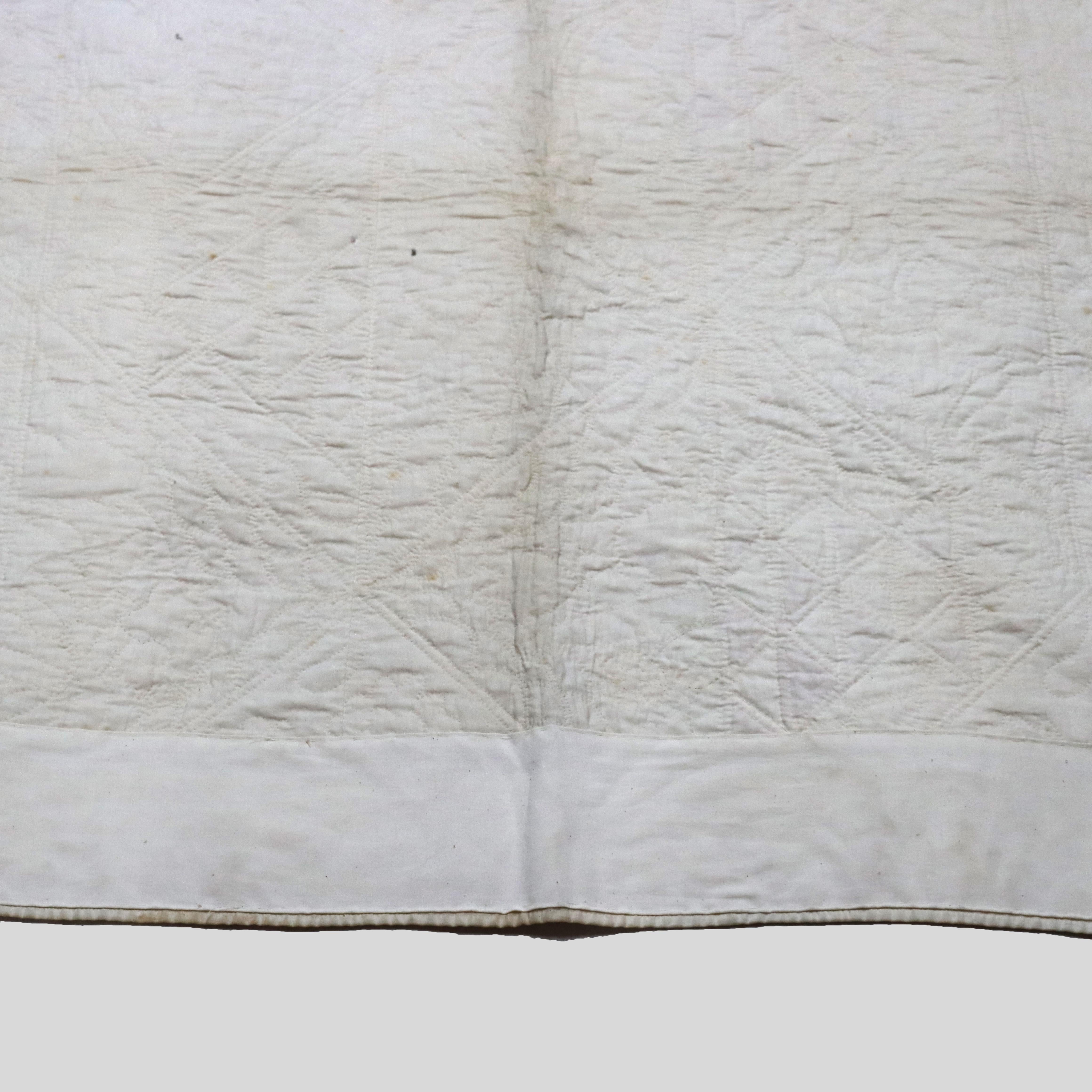 Courtepointe amish ancienne cousue et brodée à la main, panier de fruits et de fleurs, vers 1900 en vente 6