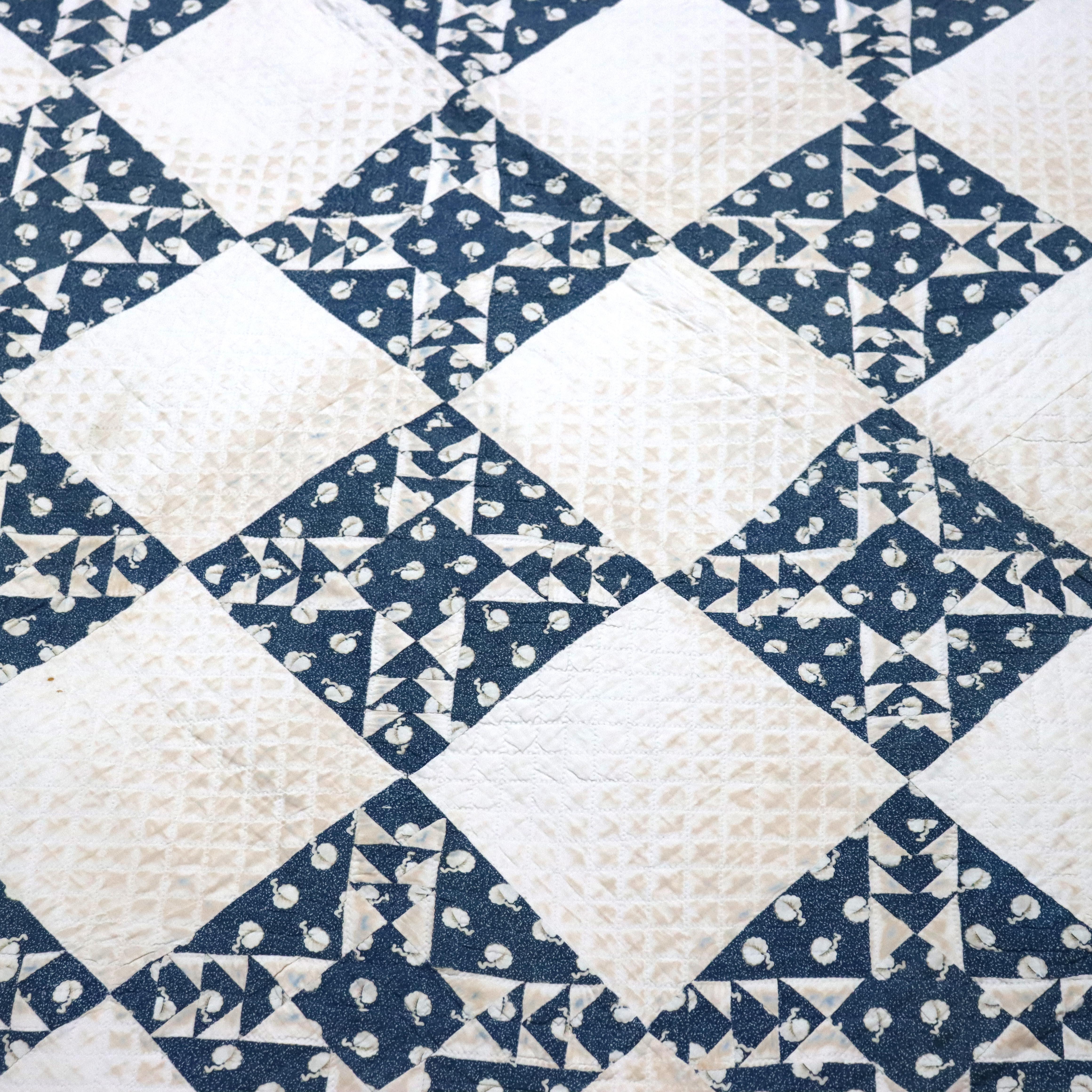 Tissu Courtepointe amish ancienne cousue et brodée à la main, trou dans le mur, C1900 en vente
