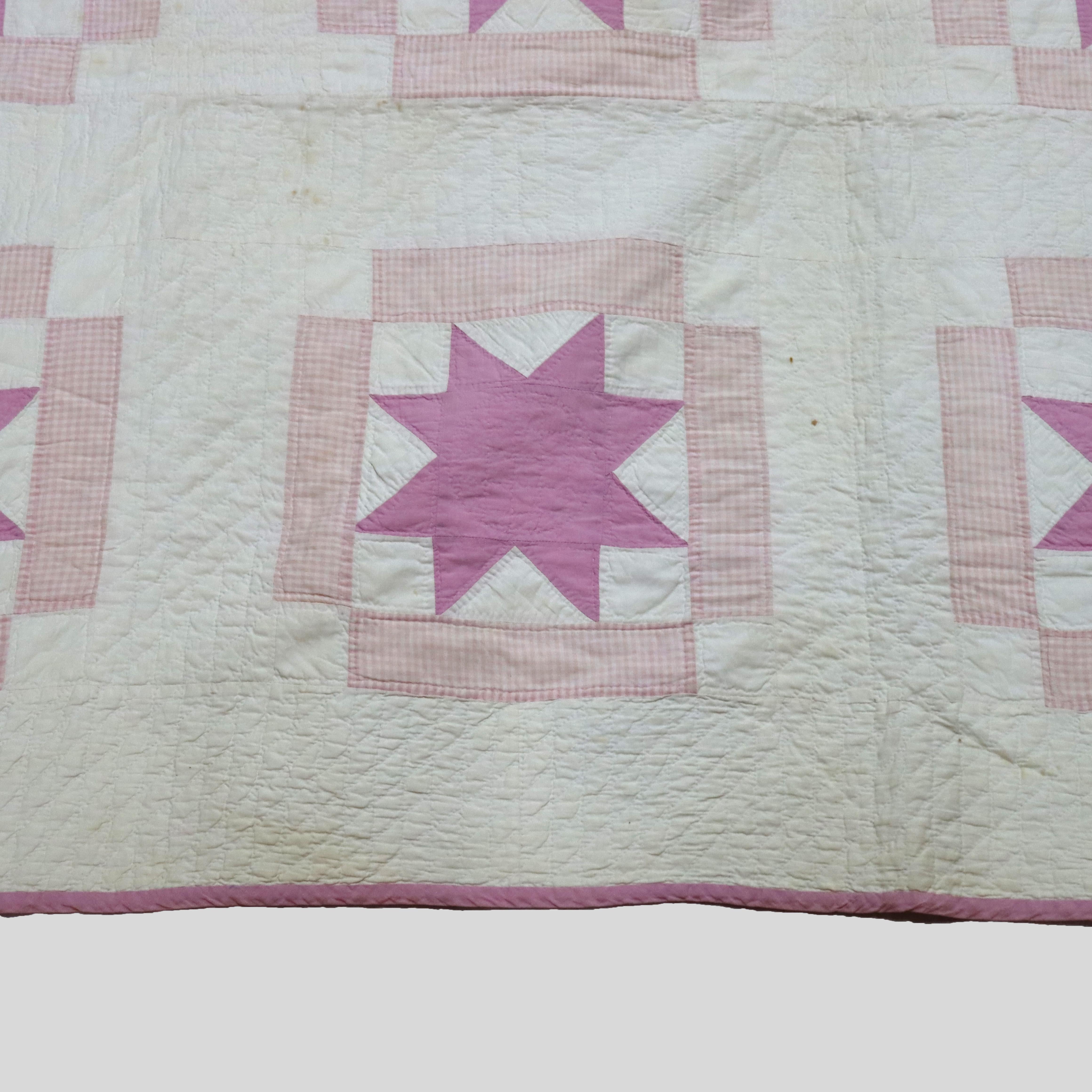 Courtepointe amish ancienne cousue et brodée à la main, Sanderson Star, C1900 Bon état - En vente à Big Flats, NY