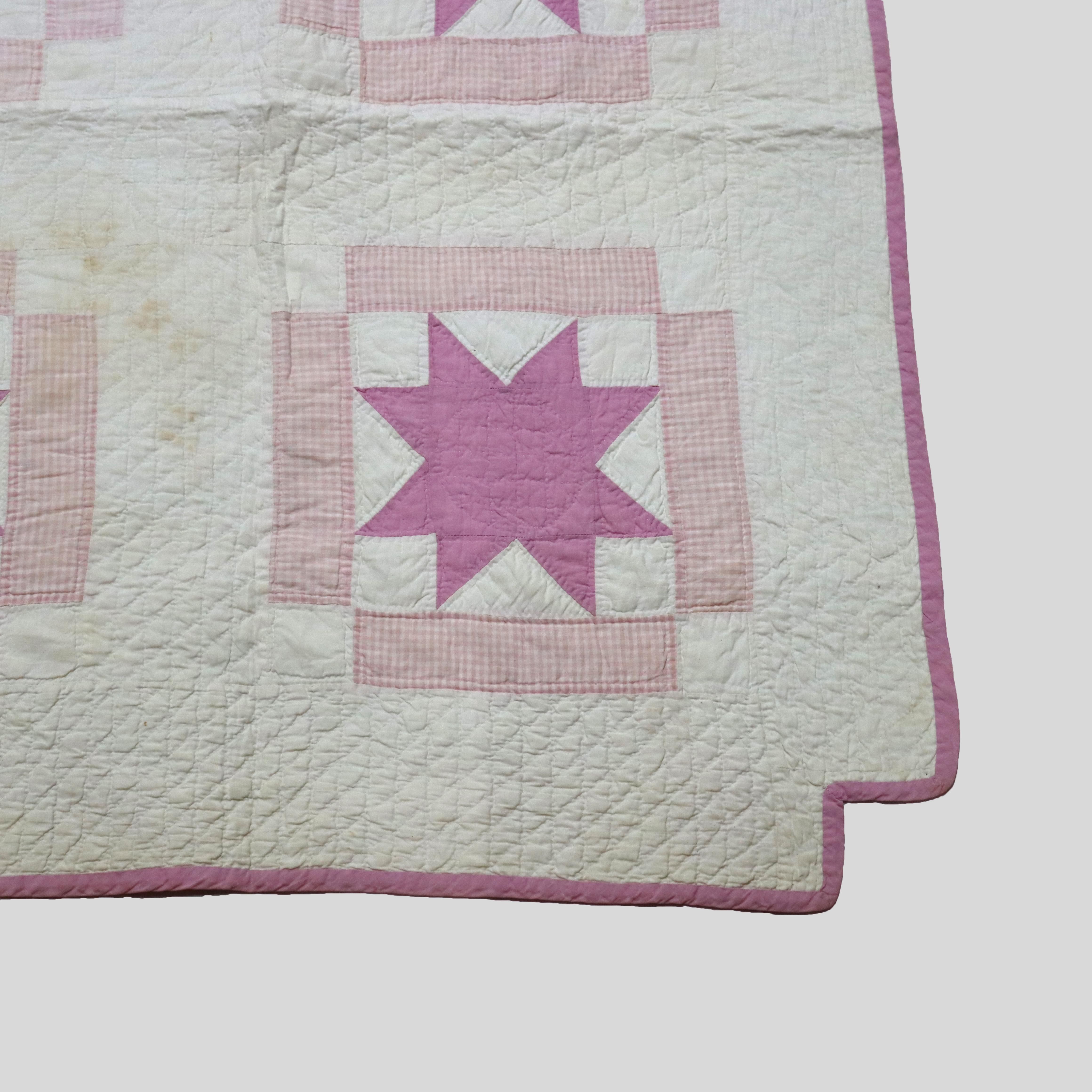 Tissu Courtepointe amish ancienne cousue et brodée à la main, Sanderson Star, C1900 en vente