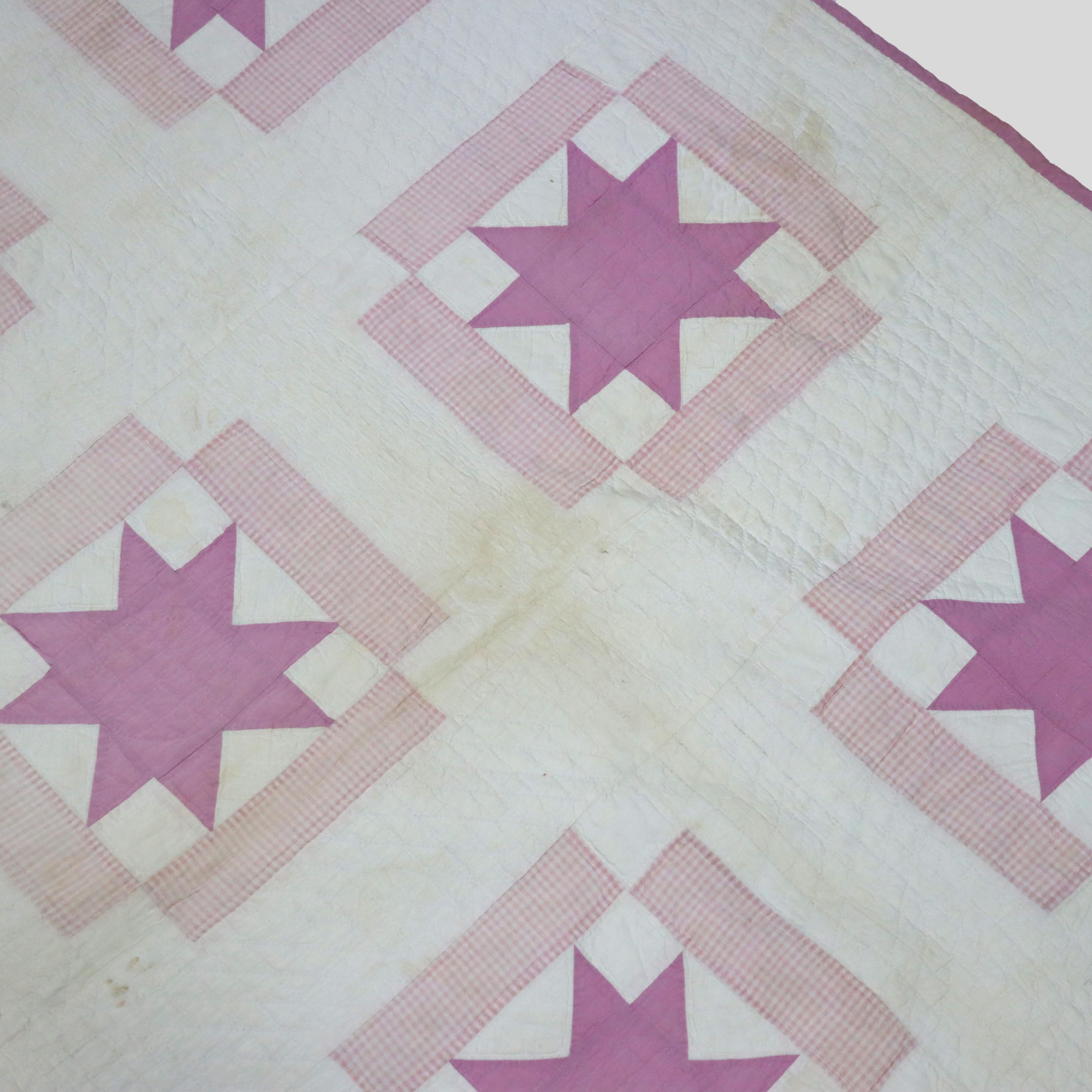 Courtepointe amish ancienne cousue et brodée à la main, Sanderson Star, C1900 en vente 2