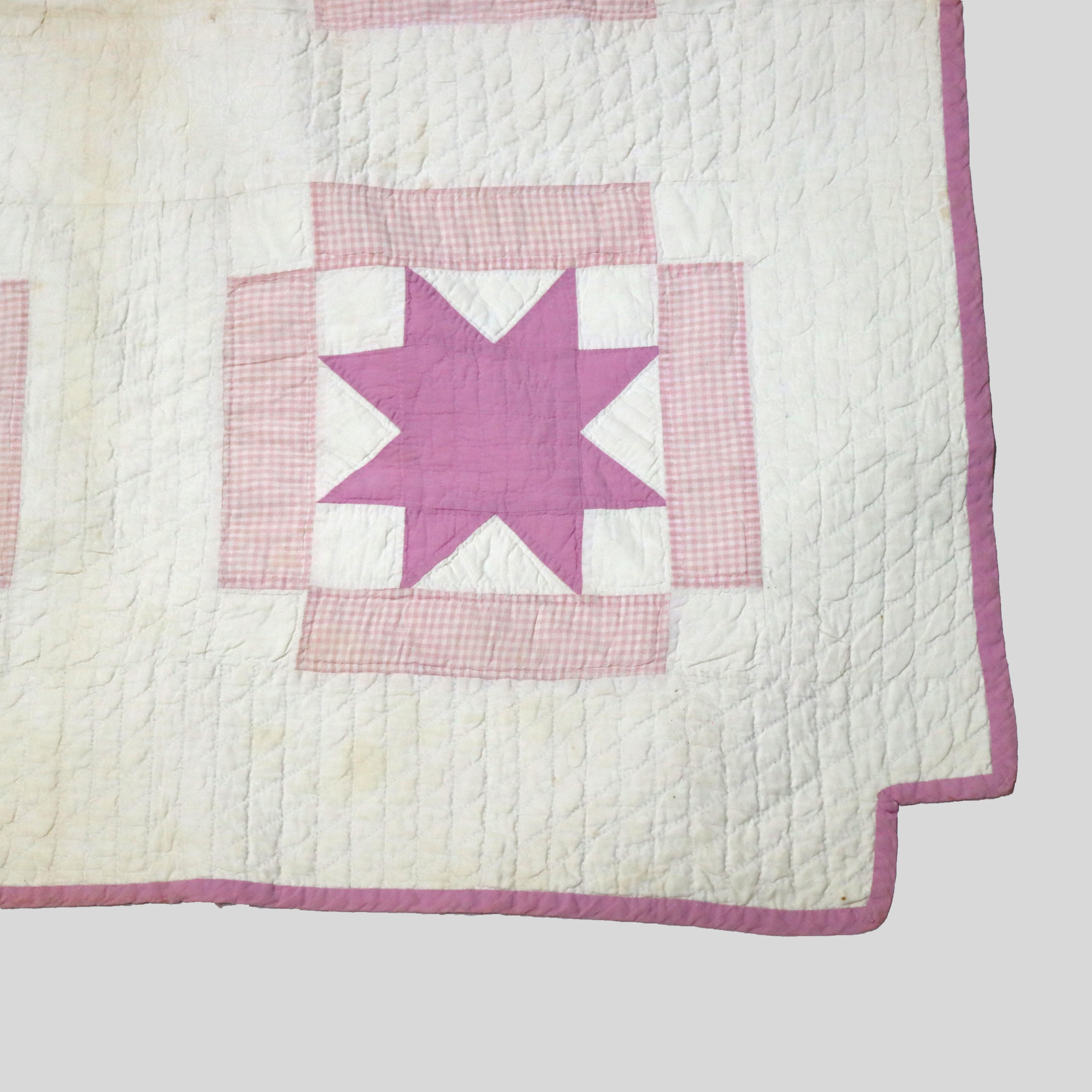 Courtepointe amish ancienne cousue et brodée à la main, Sanderson Star, C1900 en vente 3