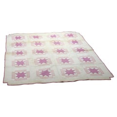 Antique Hand Sewn & Embroidered Amish Quilt, Sanderson Star, C1900