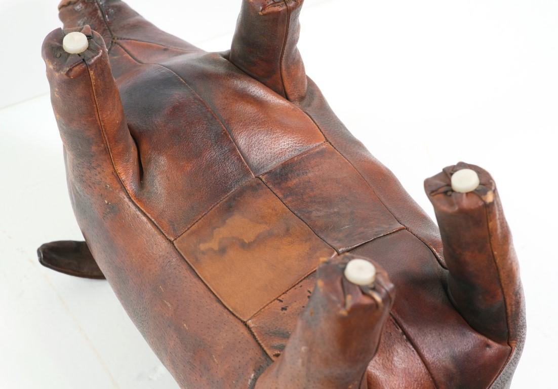 Antique Hand Sewn Large Scale Leather Pig Piggy Hog In Fair Condition For Sale In New York, NY