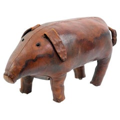 Antique Hand Sewn Large Scale Leather Pig Piggy Hog