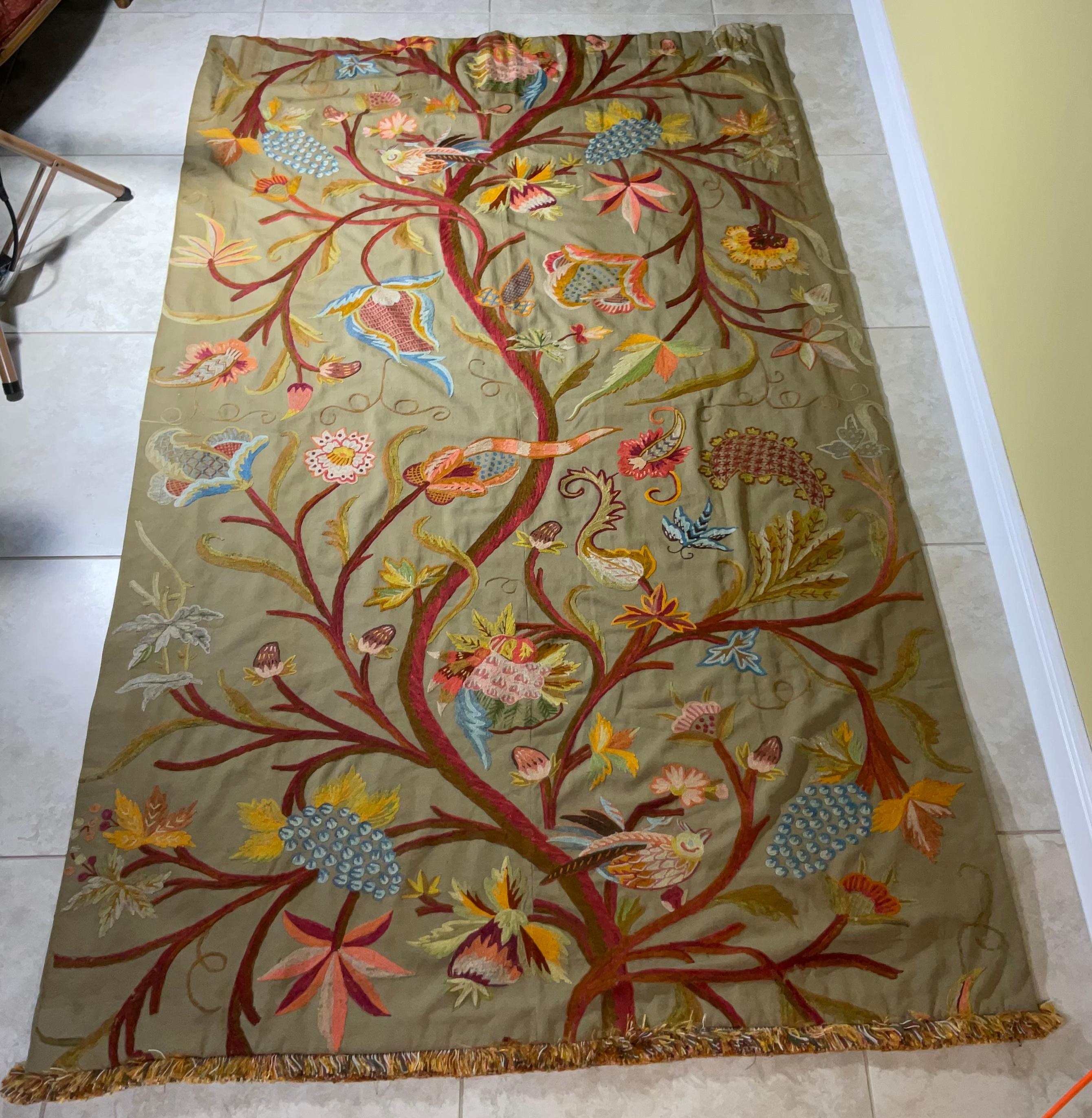 Antique Handstitched Indian Tree of Life Wall Hanging 10