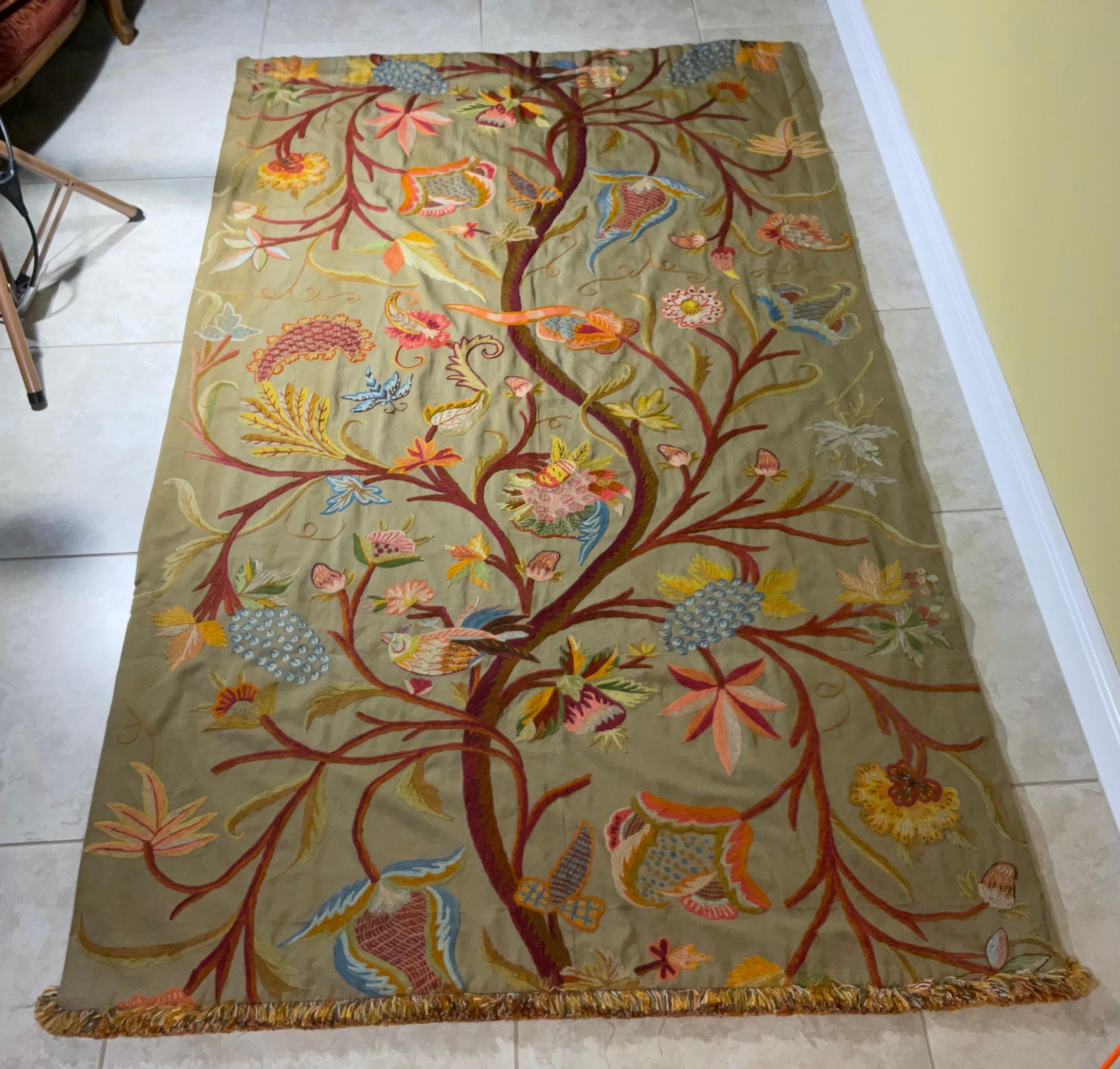 Antique Handstitched Indian Tree of Life Wall Hanging 11