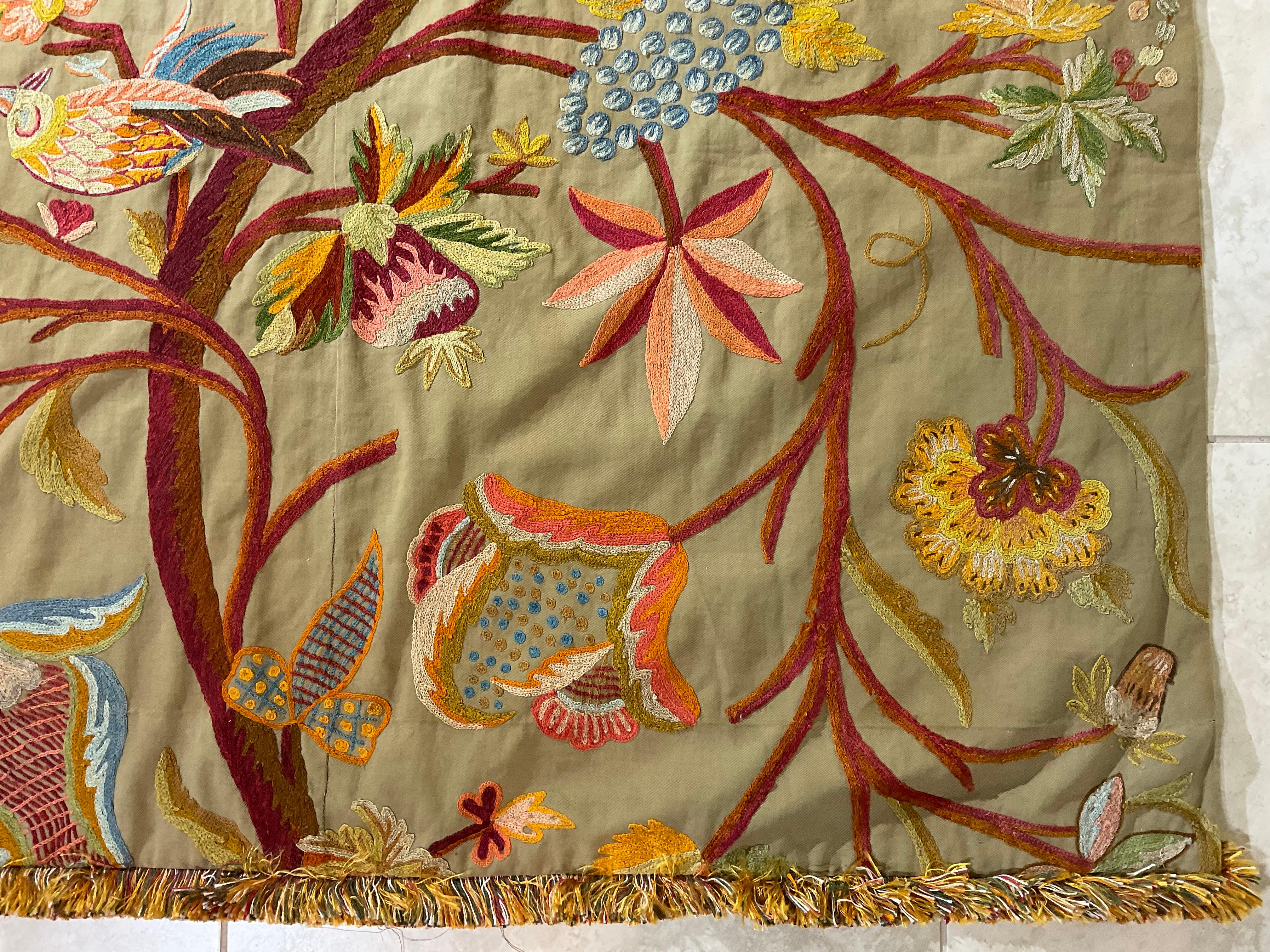 Wool Antique Handstitched Indian Tree of Life Wall Hanging