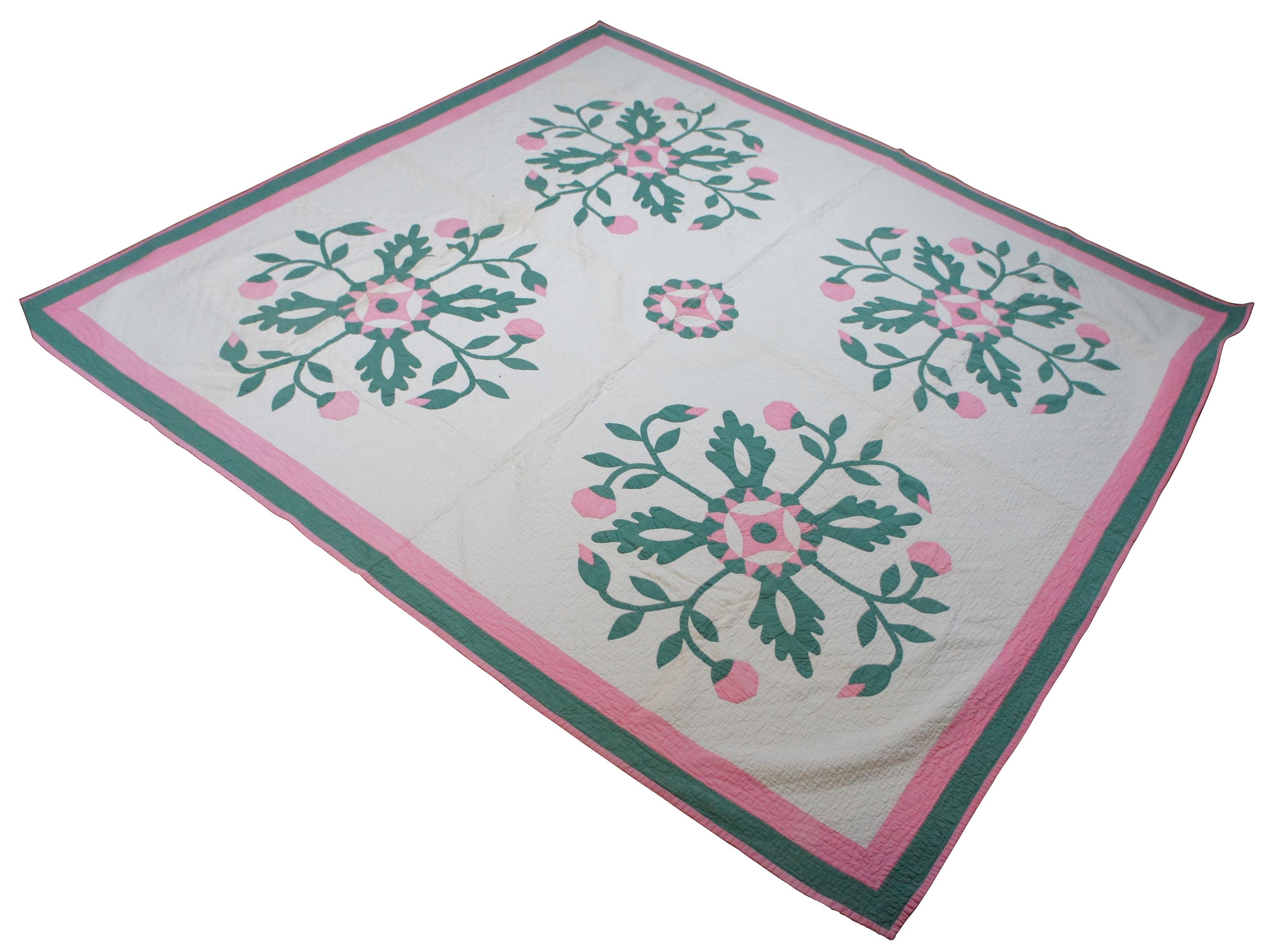 pink and green quilt