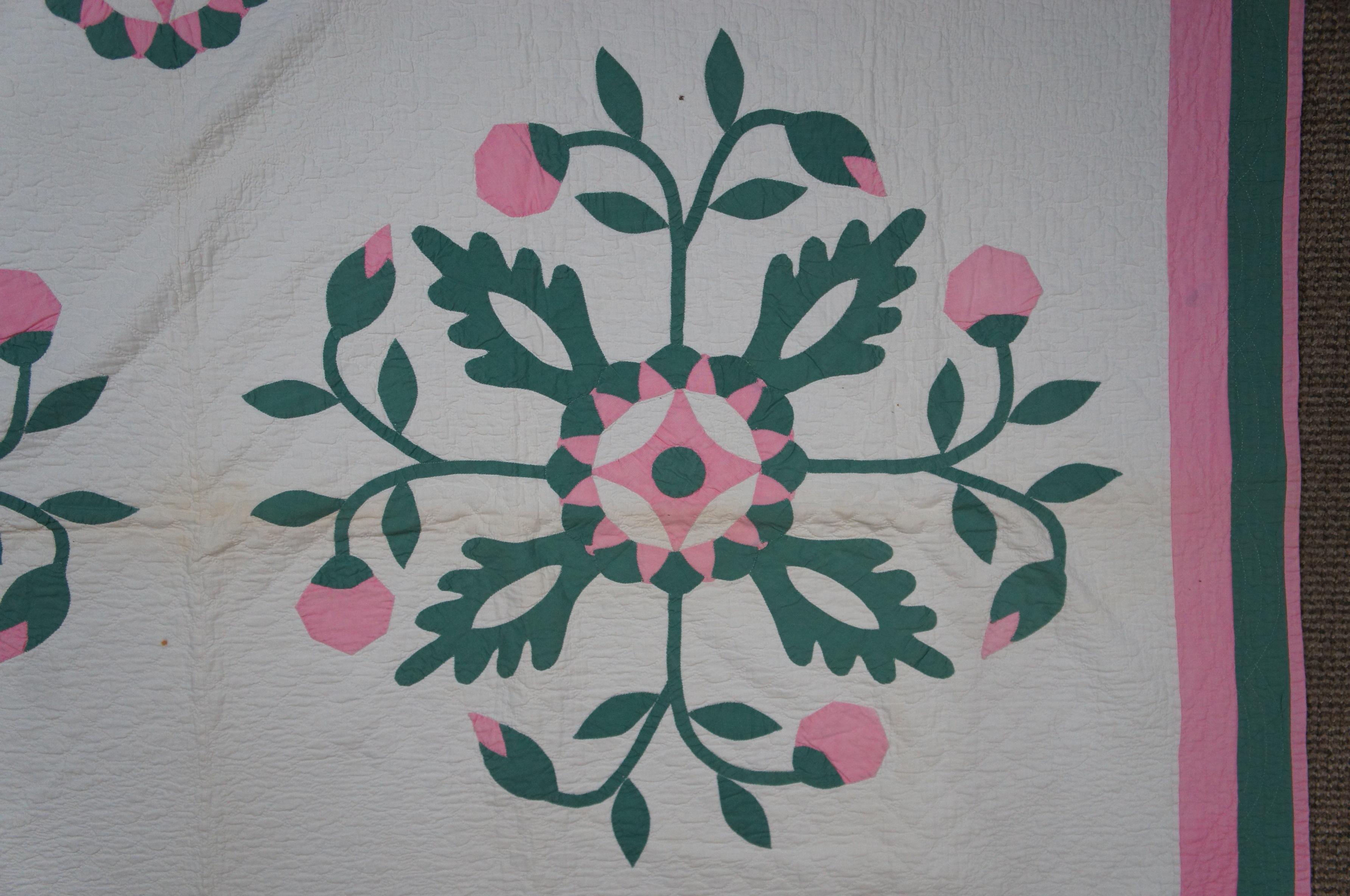 pink and green bedspread