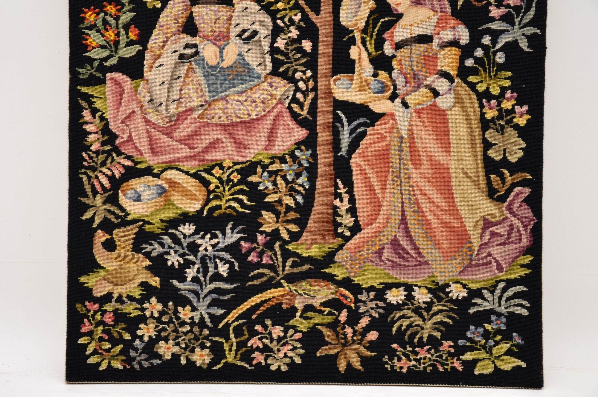 English Antique Hand Stitched Tapestry