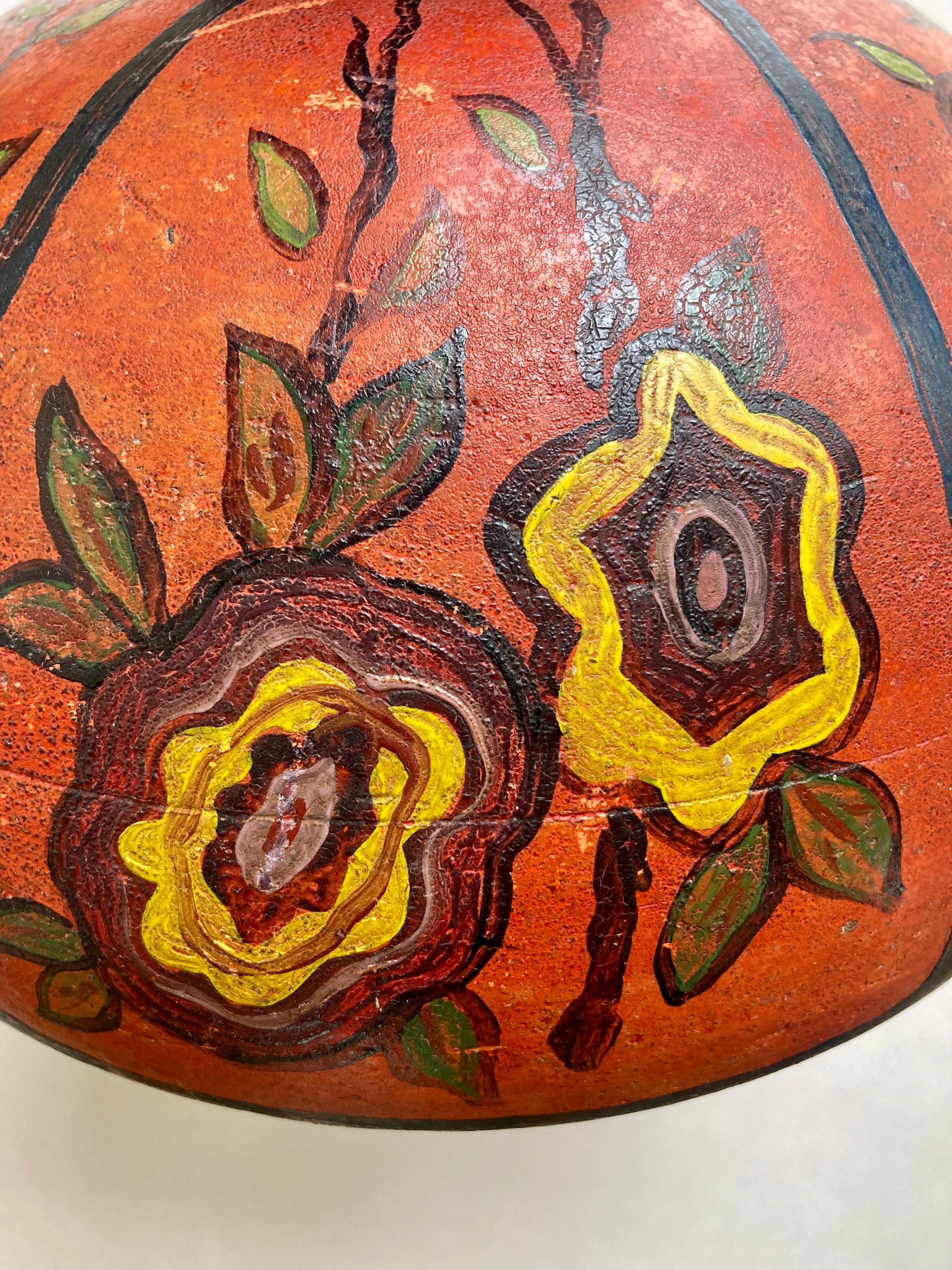 Early 20th Century Antique Hand-Thrown and Hand-Painted Art Pottery Vase with Floral Motifs   For Sale