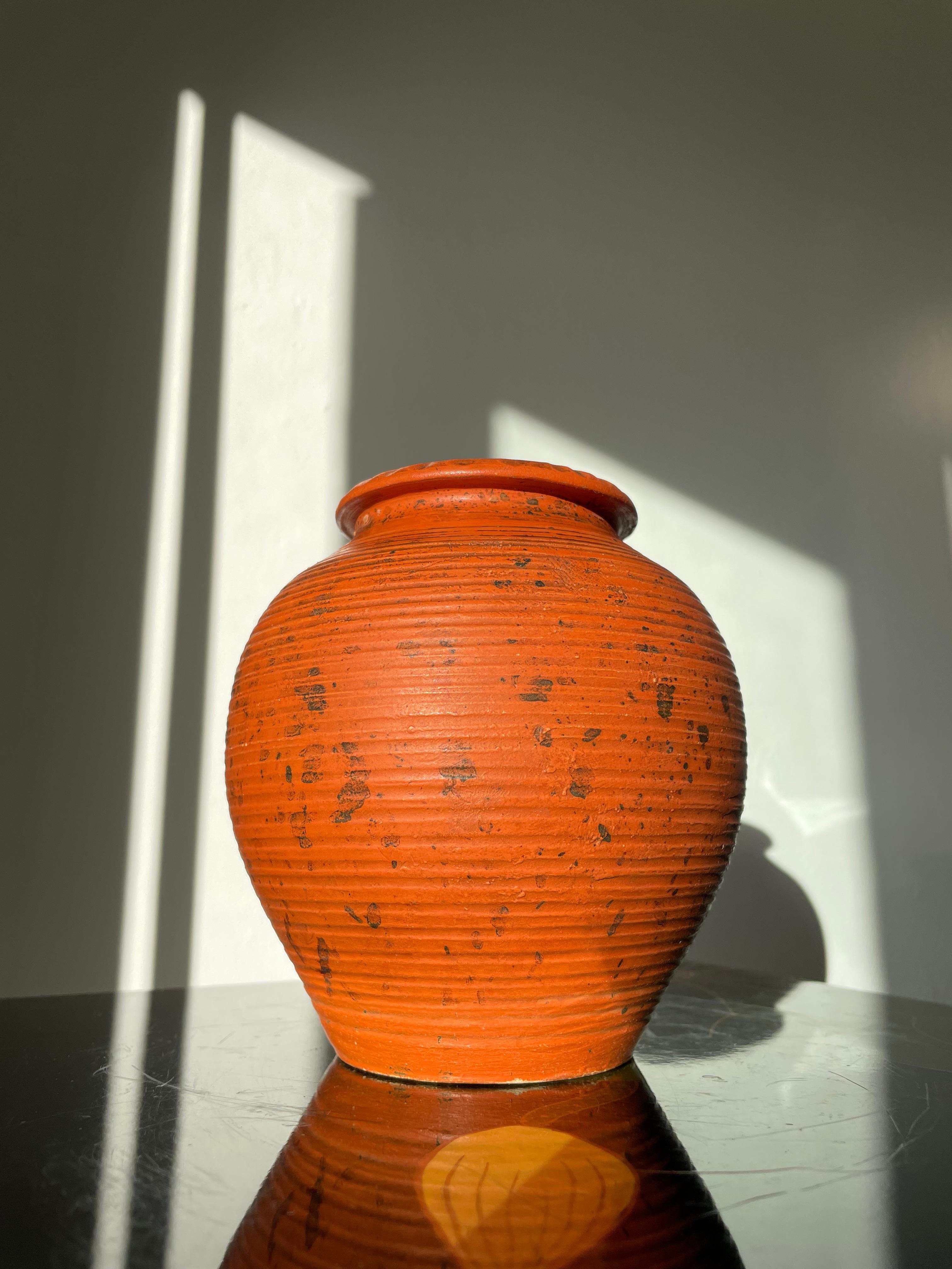 Art Nouveau Antique Hand-Thrown Matte Glazed Vase, Denmark, 1920s For Sale