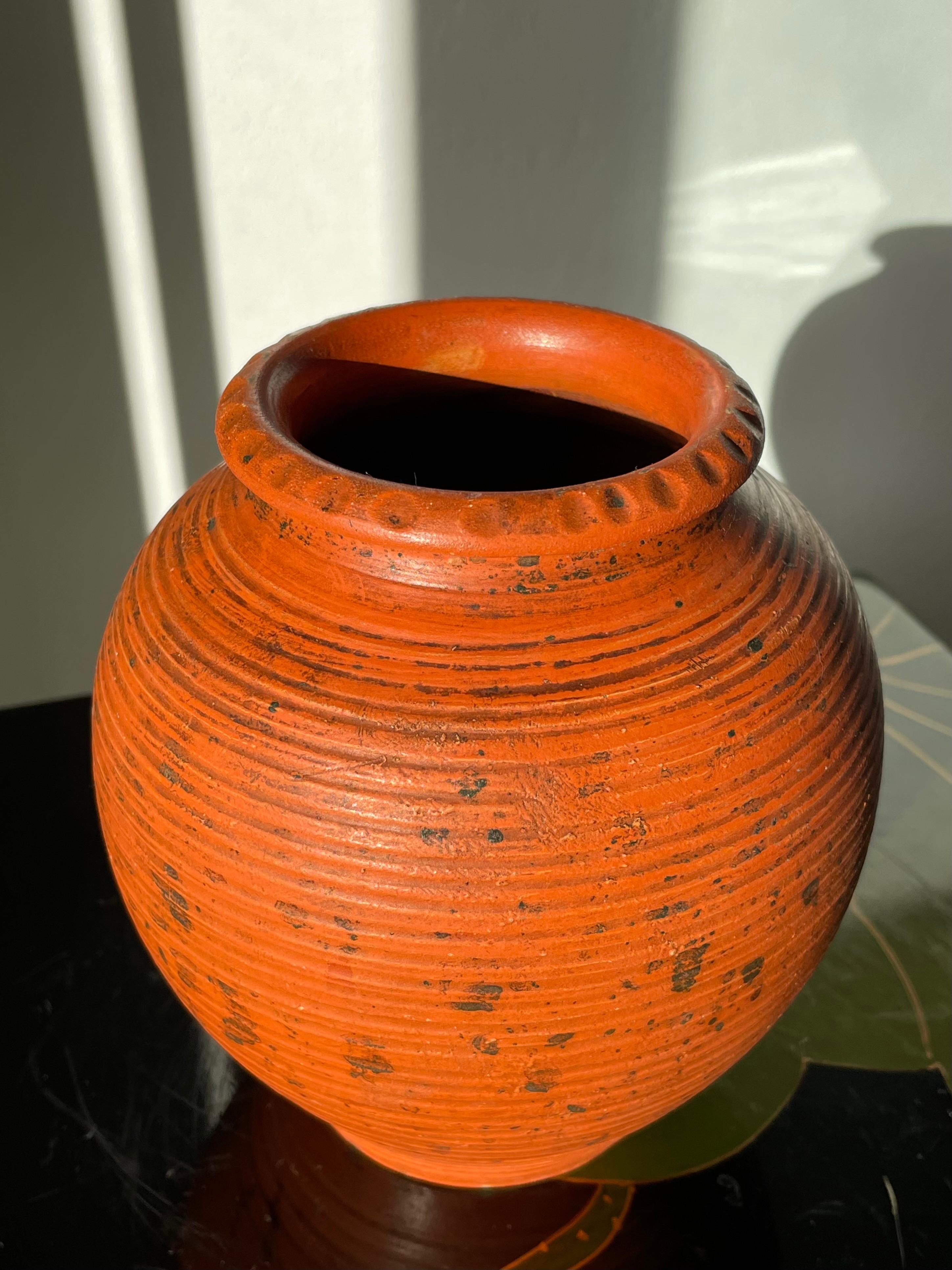 Hand-Crafted Antique Hand-Thrown Matte Glazed Vase, Denmark, 1920s For Sale