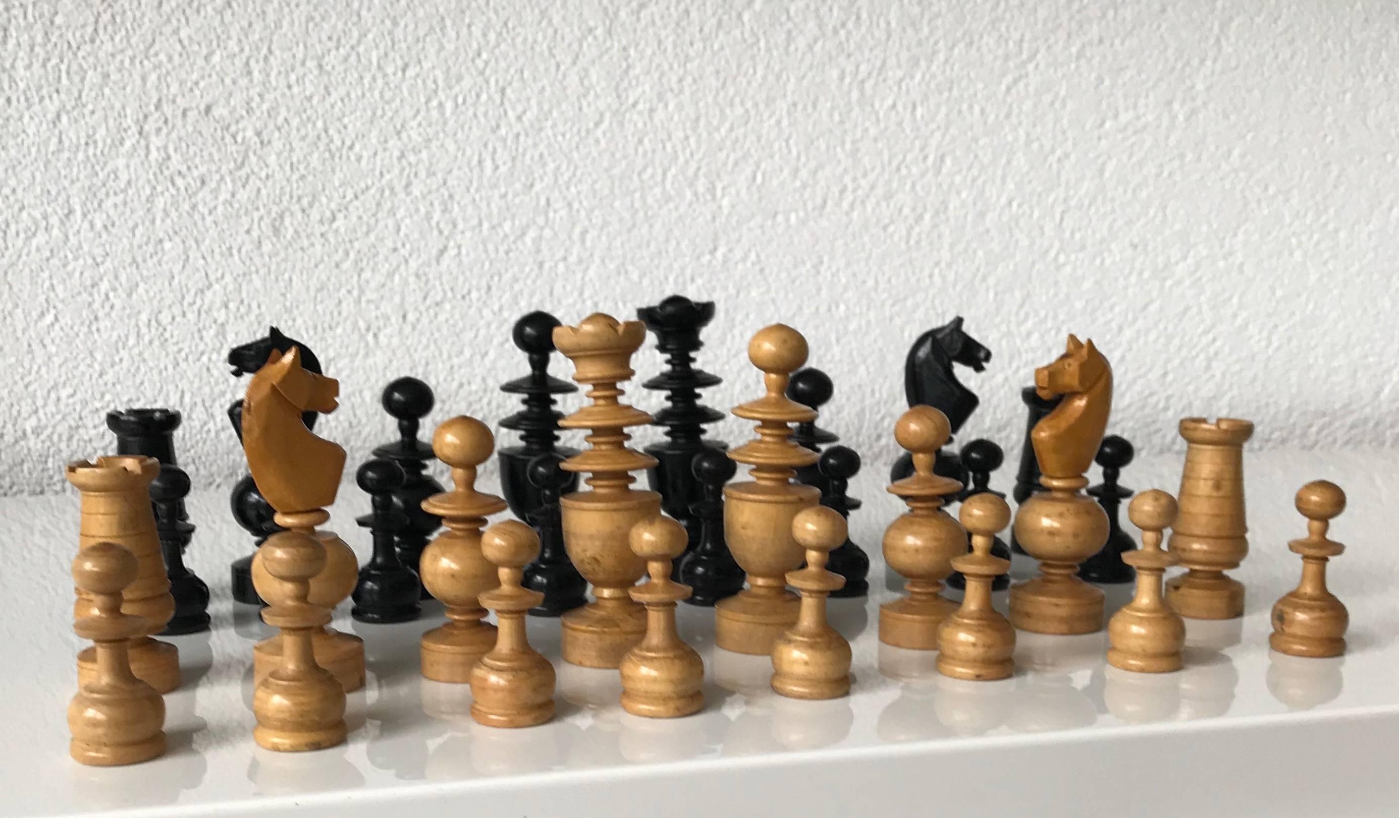 wood turned chess set