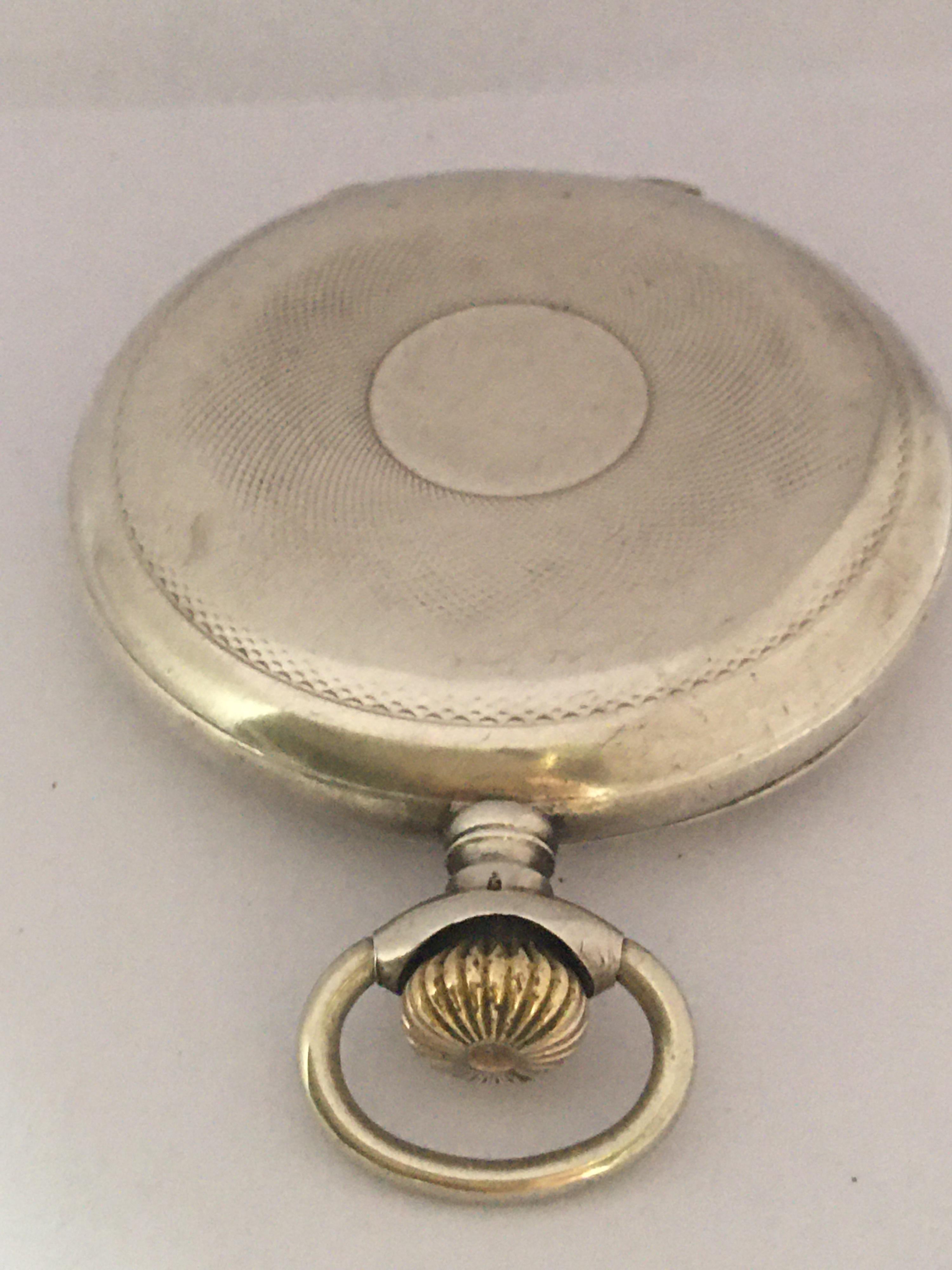 Antique Hand Winding Full Hunter Silver Pocket Watch For Sale 4