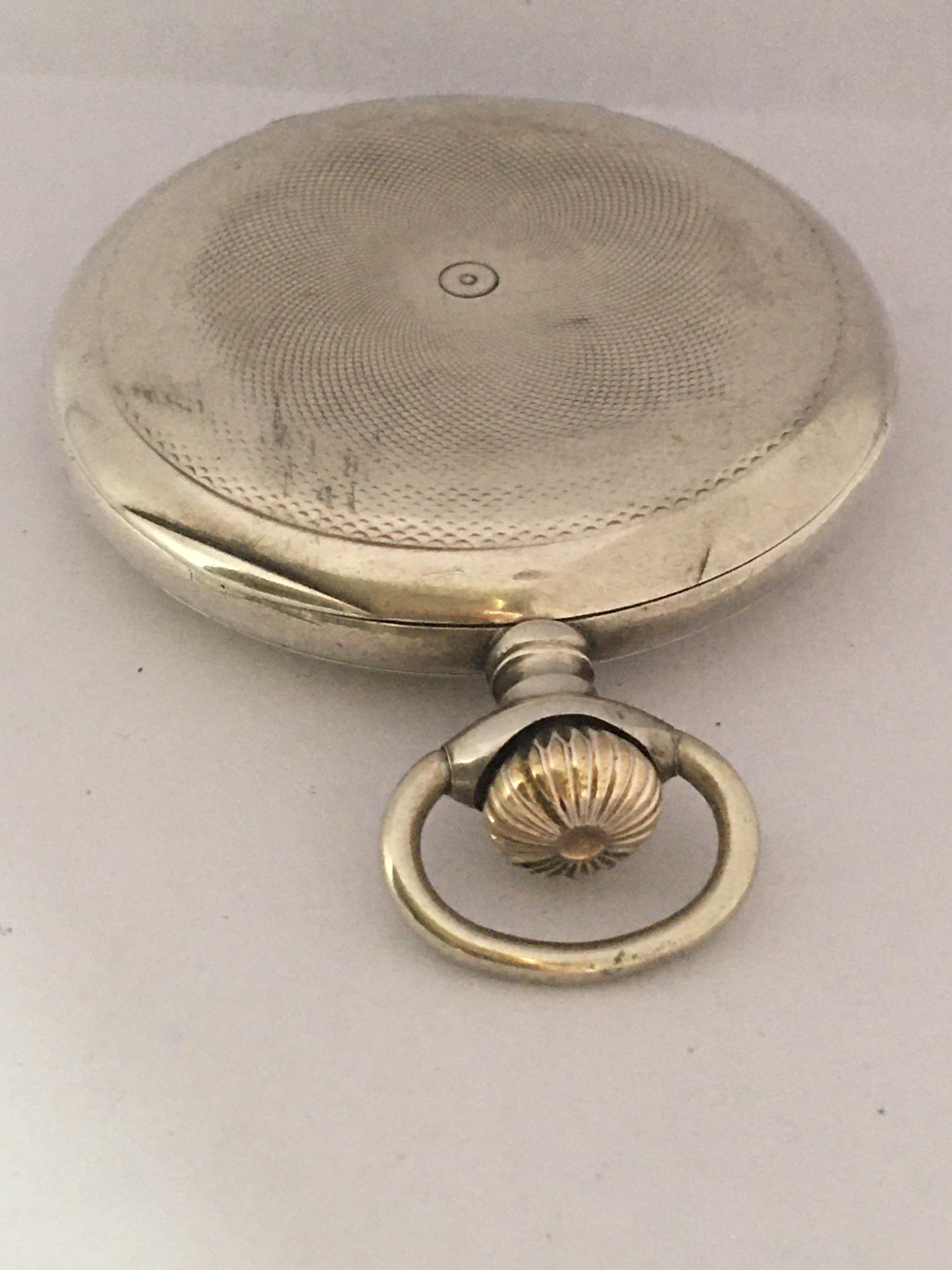 Antique Hand Winding Full Hunter Silver Pocket Watch For Sale 5