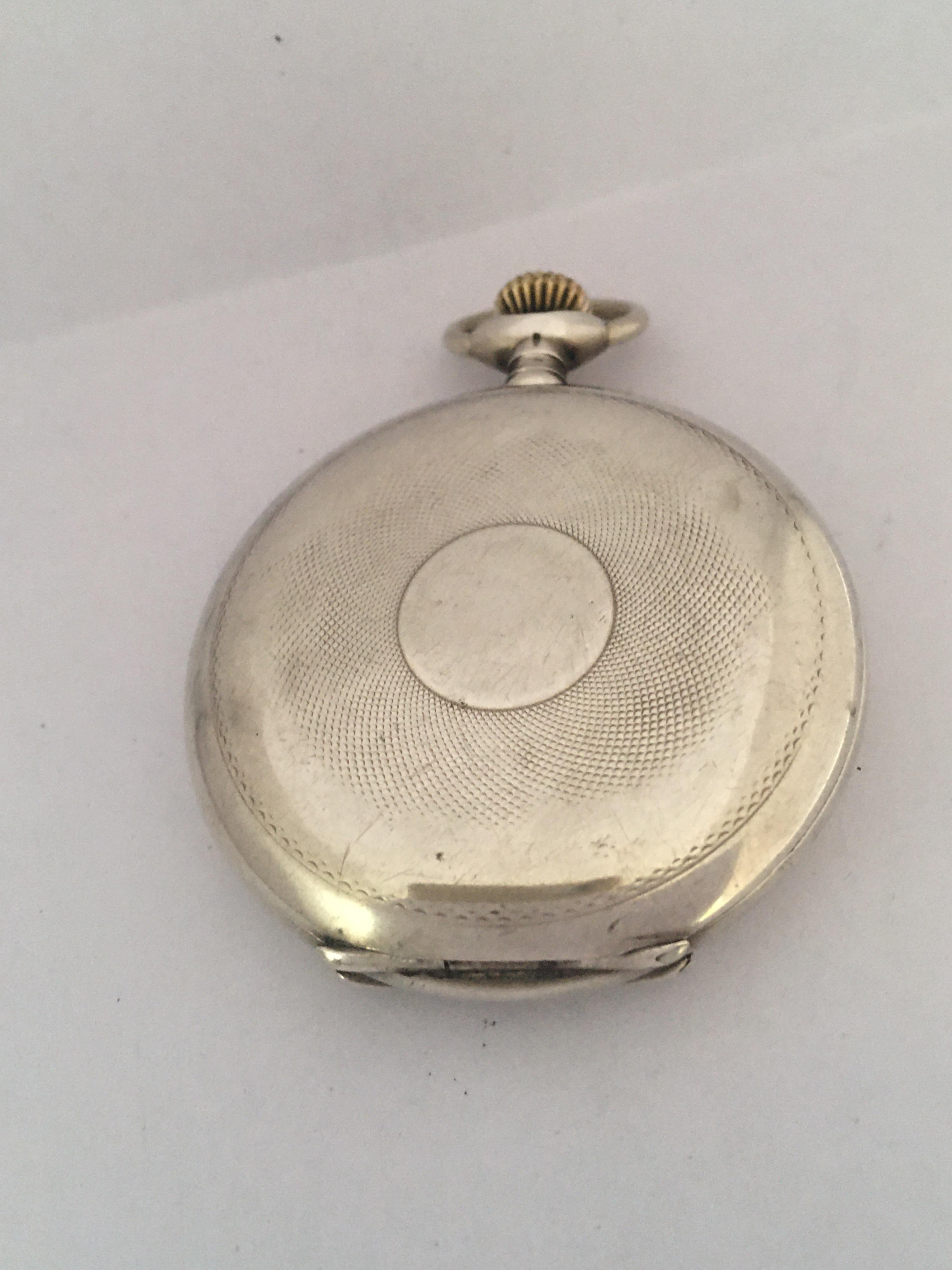 Antique Hand Winding Full Hunter Silver Pocket Watch For Sale 9