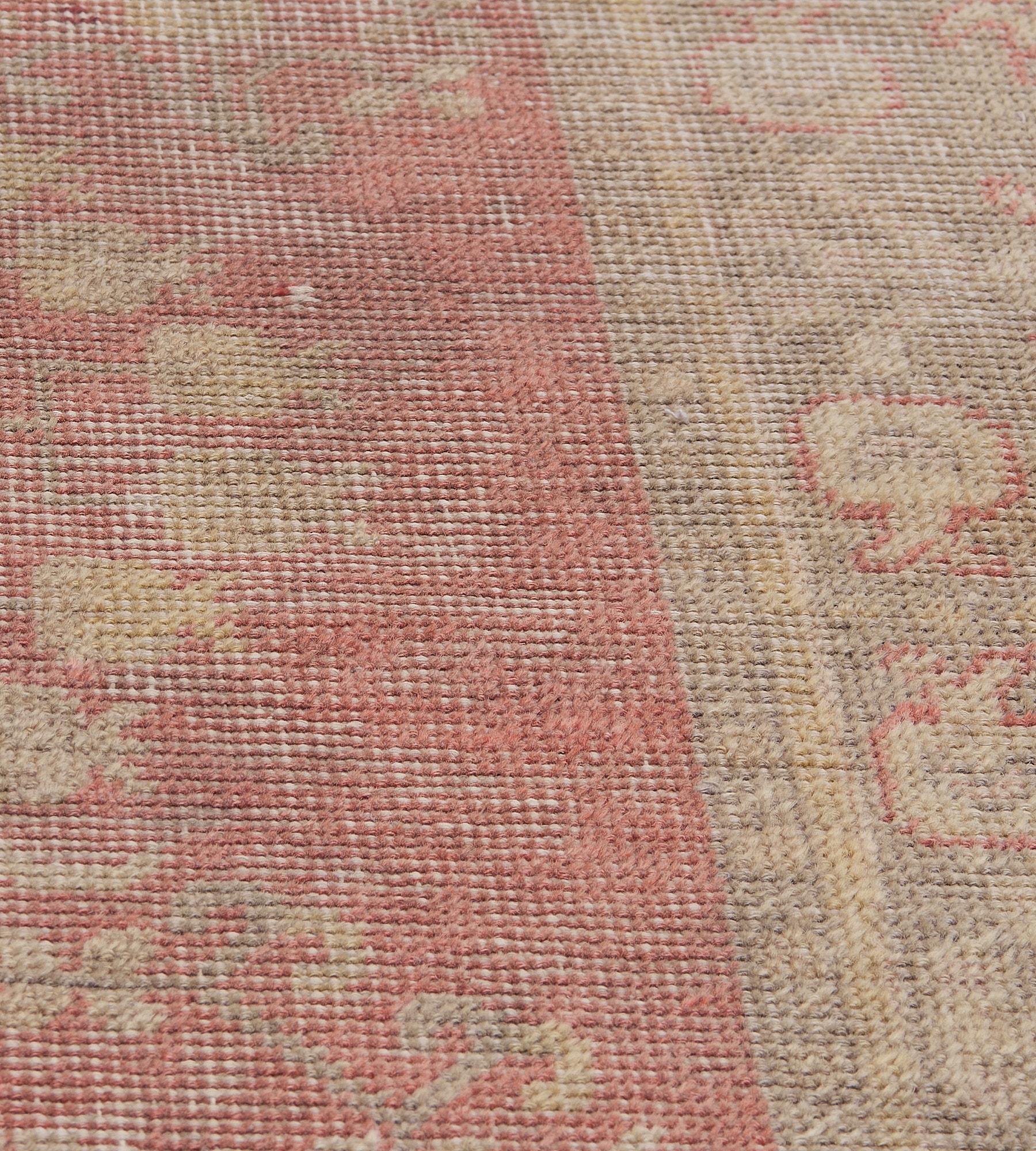 East Turkestani Antique Hand-Woven Coral-Red Floral Khotan Runner For Sale