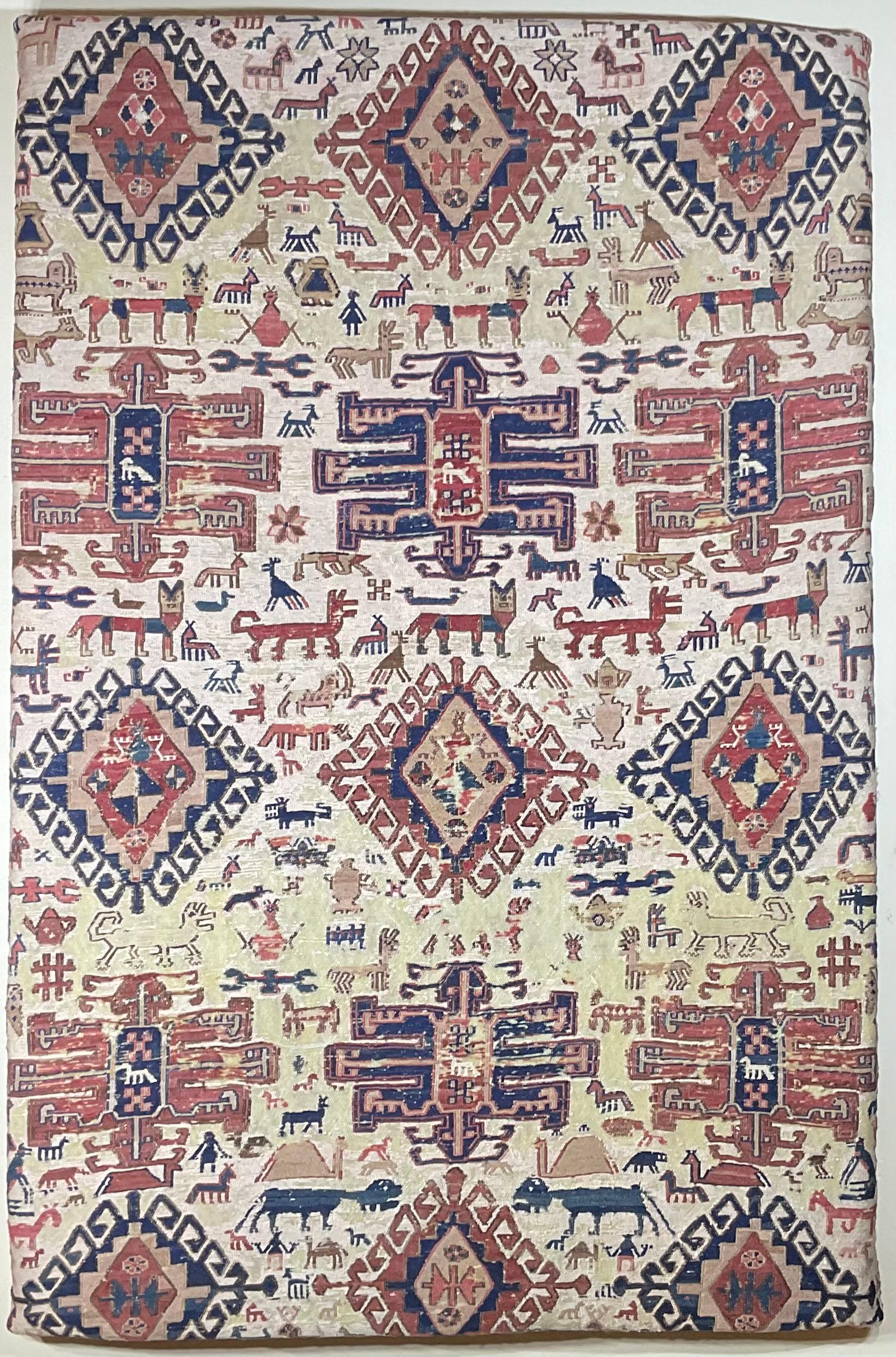 Antique Hand Woven Flat-Weave Rug Wall Hanging For Sale 8
