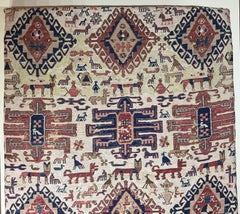 Antique Hand Woven Flat-Weave Rug Wall Hanging