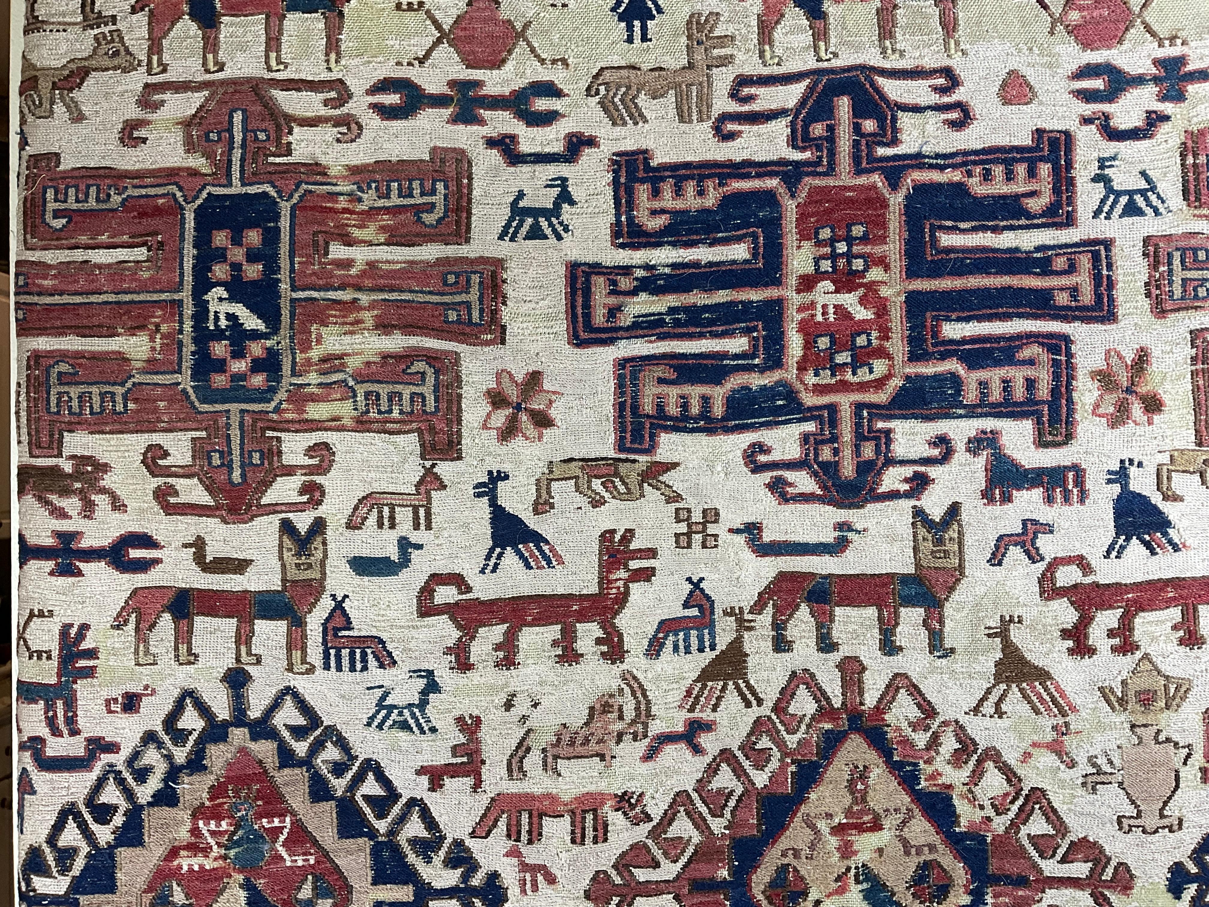 Laine Ancien tapis mural tissé à la main à tissage plat en vente