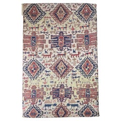 Antique Hand Woven Flat-Weave Rug Wall Hanging