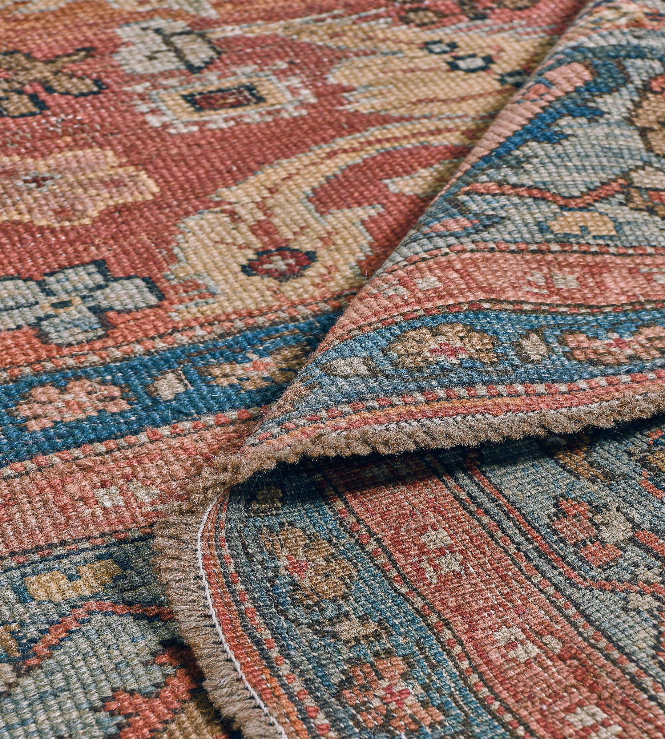 Antique Hand-woven Floral Red Persian Bakhshaish Rug 12'9
