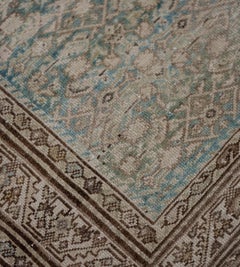 Antique Hand-Woven Light-Blue Wool Persian Malayer Runner
