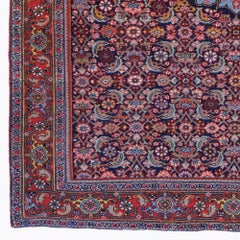 Antique Hand-Woven Multi-Color Floral Design Wool Carpet, Late 19th Century