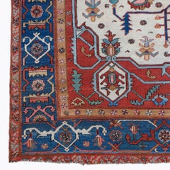 Antique Hand-Woven Multi-Color Wool Carpet, Late 19th Century