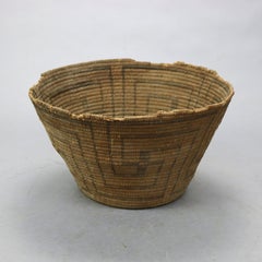 Antique Hand Woven Navajo Indian Basket, Whirling Log Good Luck Design, c1920
