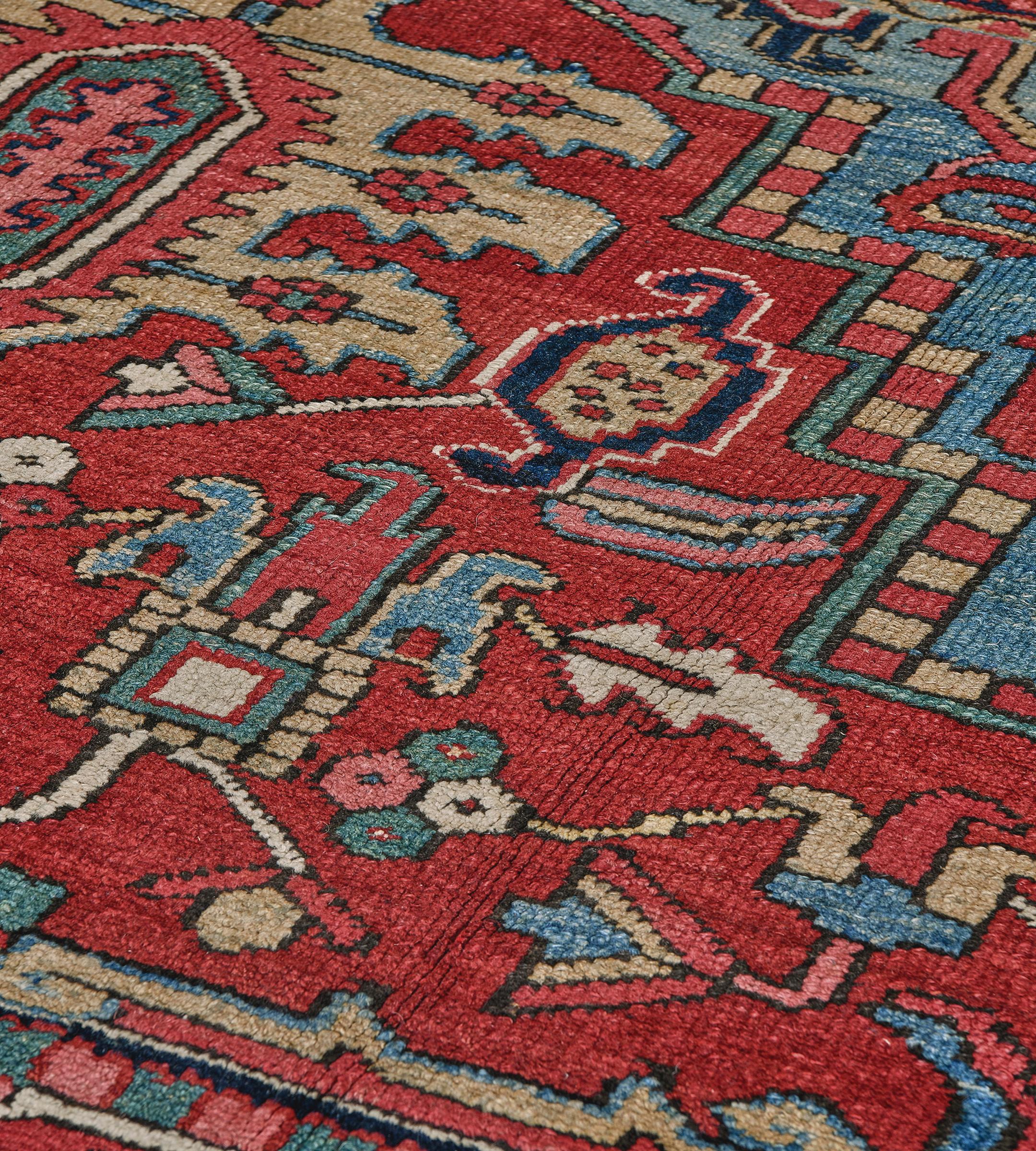 19th Century Antique Hand-Woven Persian Heriz Rug 8'5