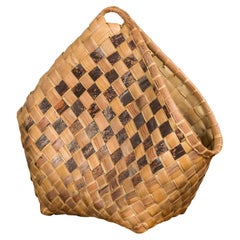 Antique Hand Woven Rustic Karagumoy Filipino Two Toned Grain Basket 