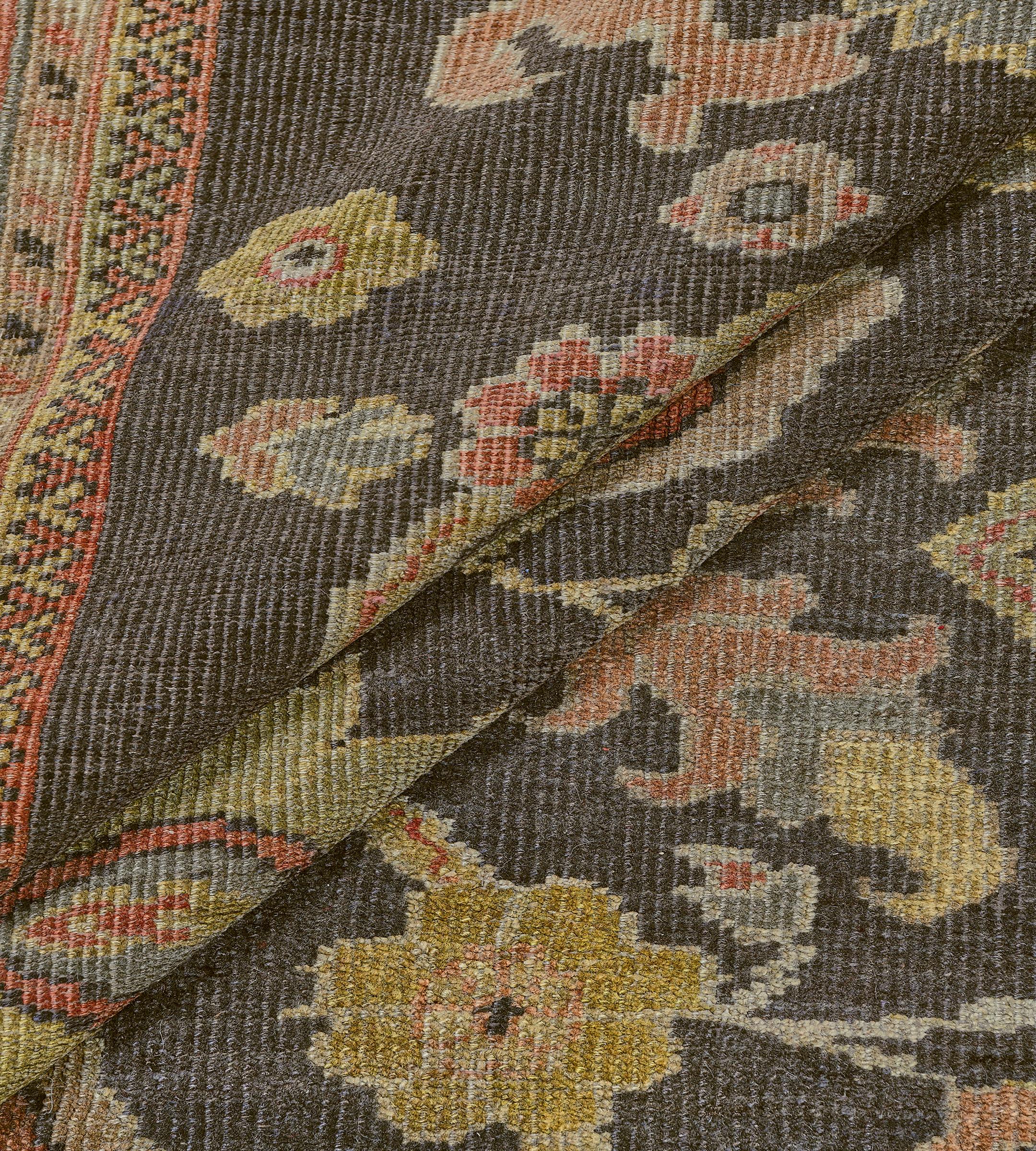 Antique Hand-Woven Wool Floral and Paisley Authentic Persian Sultanabad Rug For Sale 6