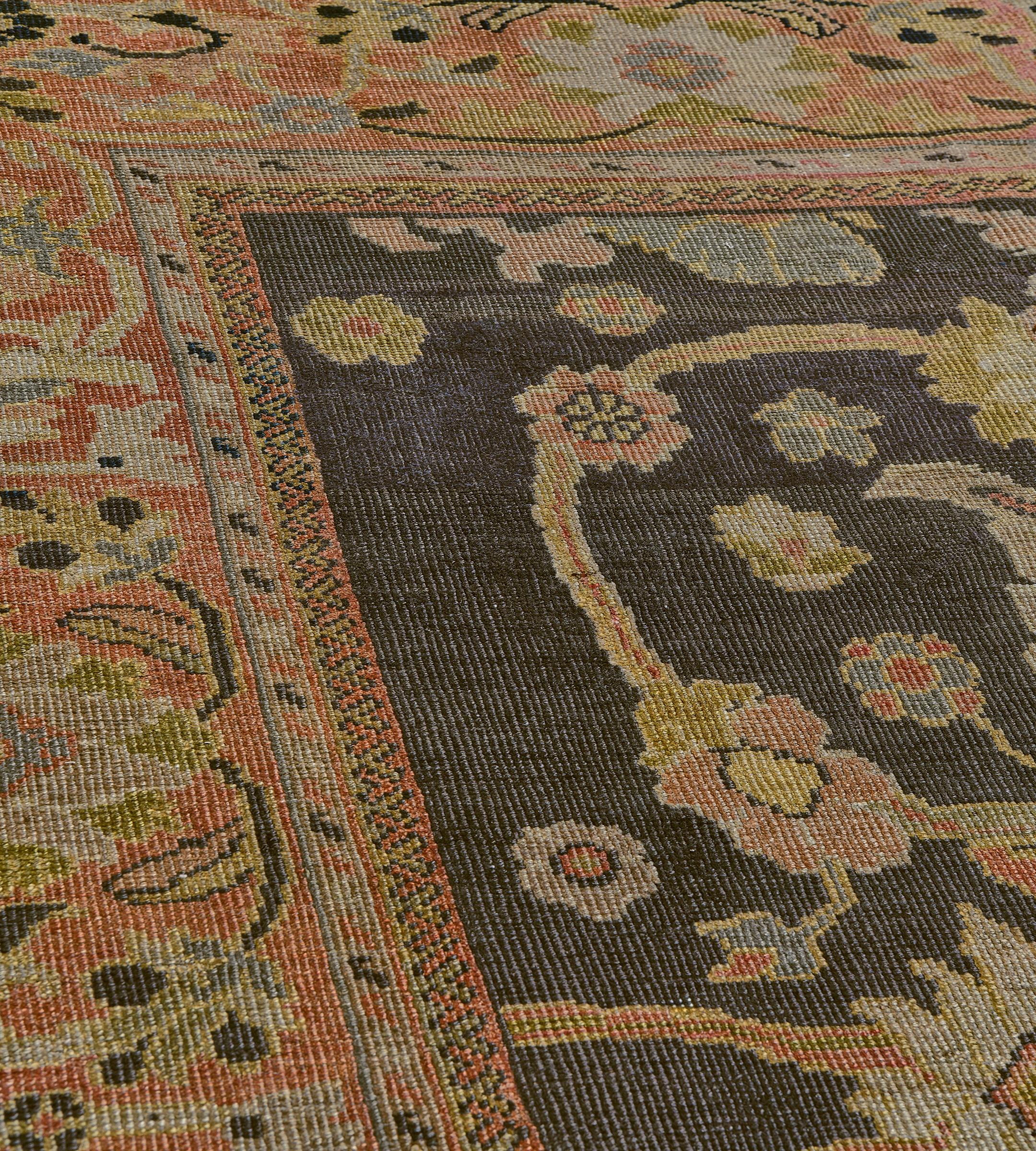 Antique Hand-Woven Wool Floral and Paisley Authentic Persian Sultanabad Rug For Sale 1