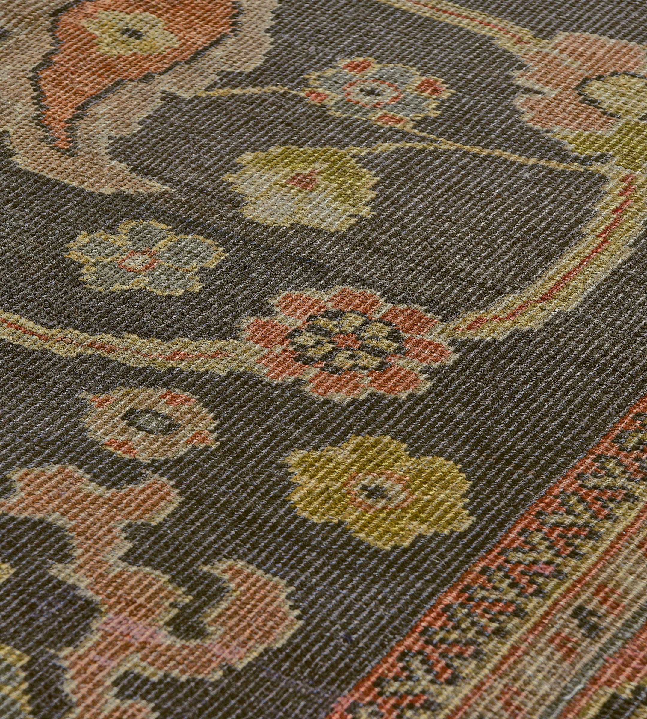 Antique Hand-Woven Wool Floral and Paisley Authentic Persian Sultanabad Rug For Sale 2