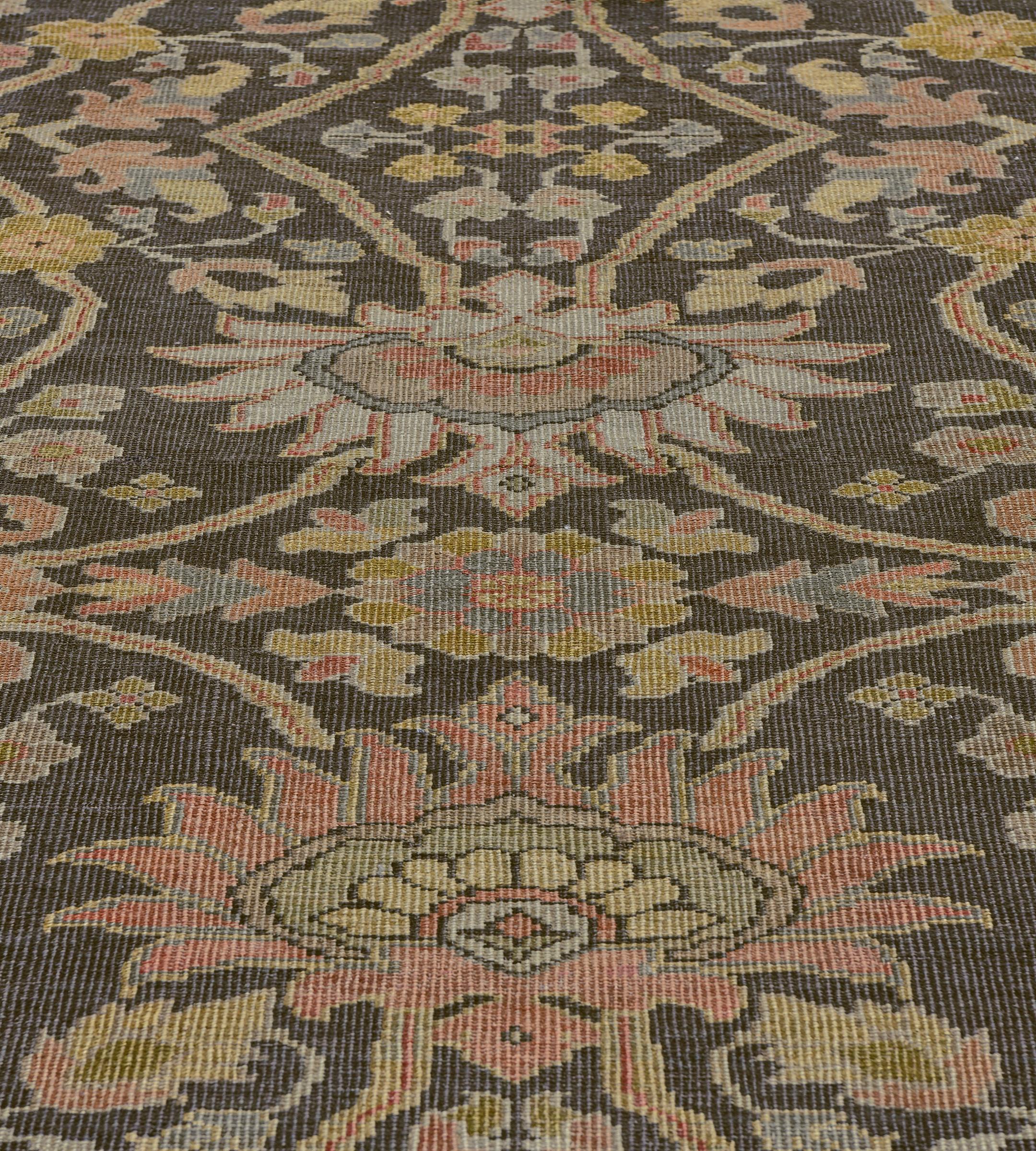Antique Hand-Woven Wool Floral and Paisley Authentic Persian Sultanabad Rug For Sale 5