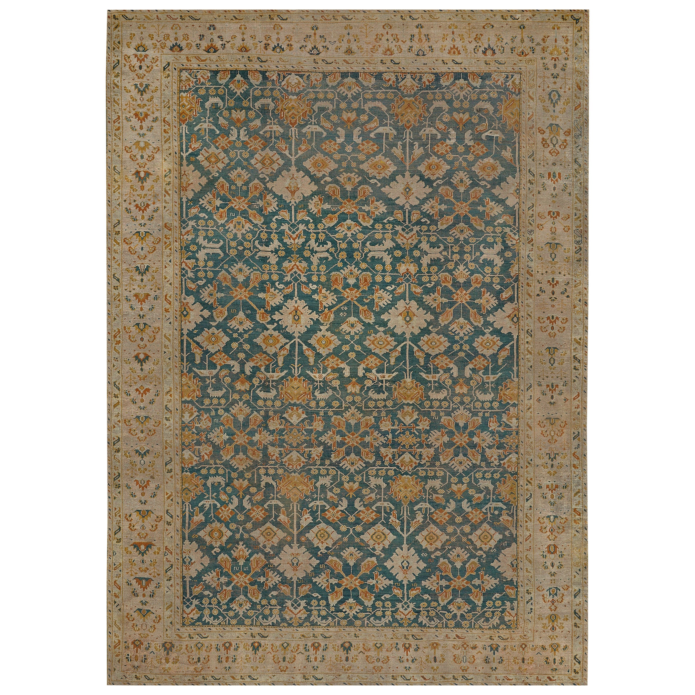 Antiquities Tapis Oushak floral en laine tissé à la main