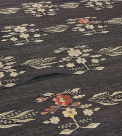 Antique Hand-woven Wool Floral Romanian Bessarabian Rug