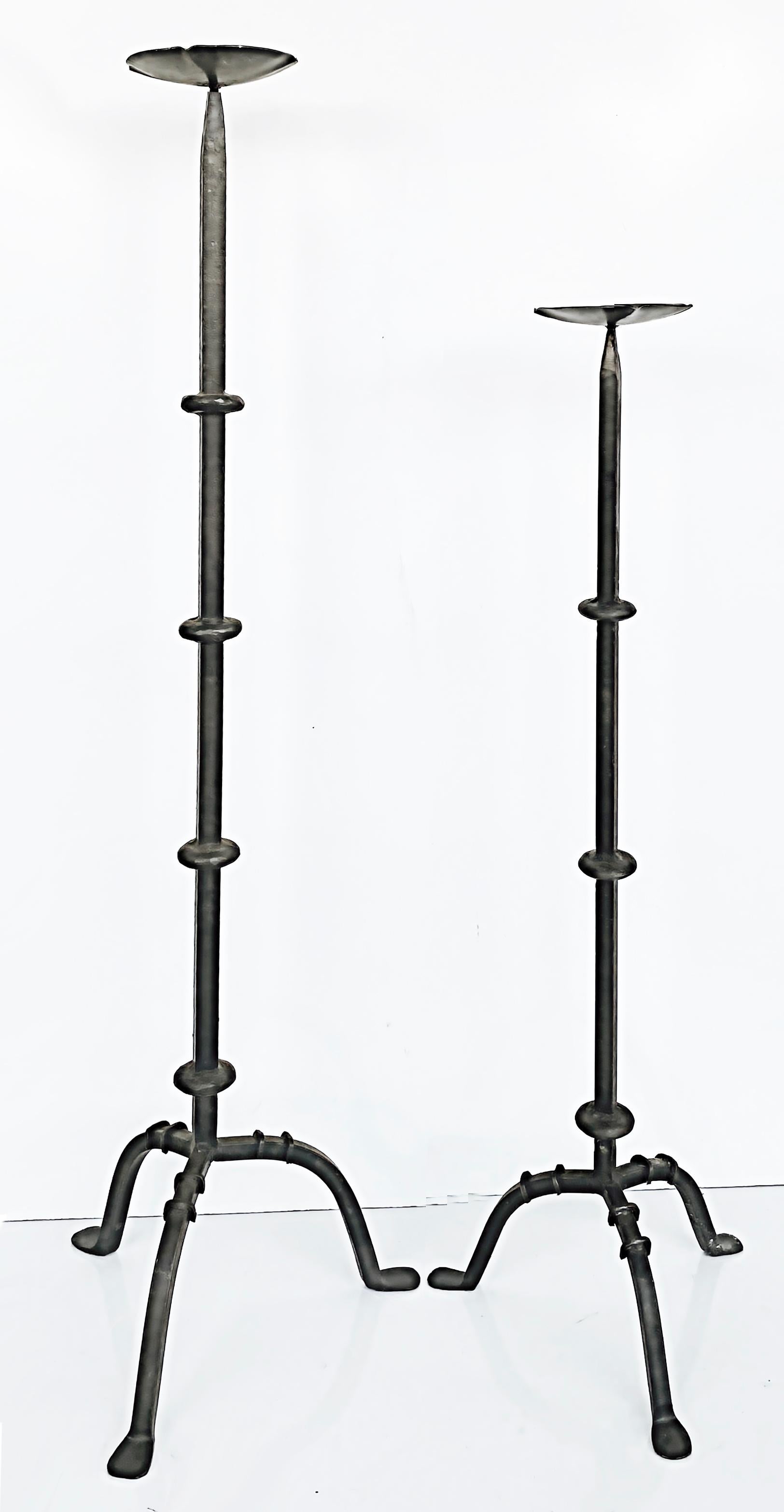 Antique handwrought Iron Candle Stands from a Millbrook, NY Estate 2